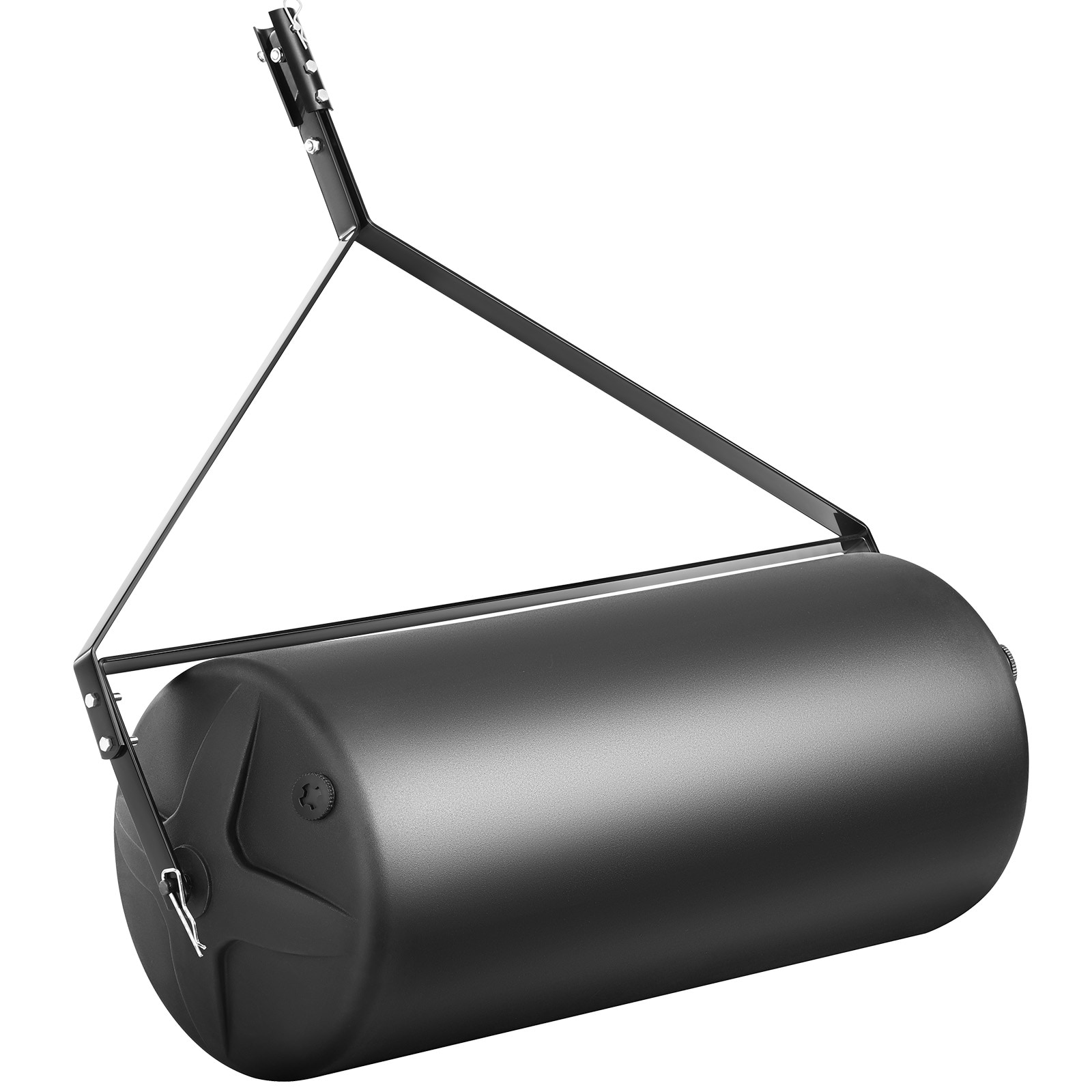 Mecale - Tow Behind Lawn Roller 400 lb Sand or Water Filled LLDPE Drum Steel Frame Sod Roller Black
