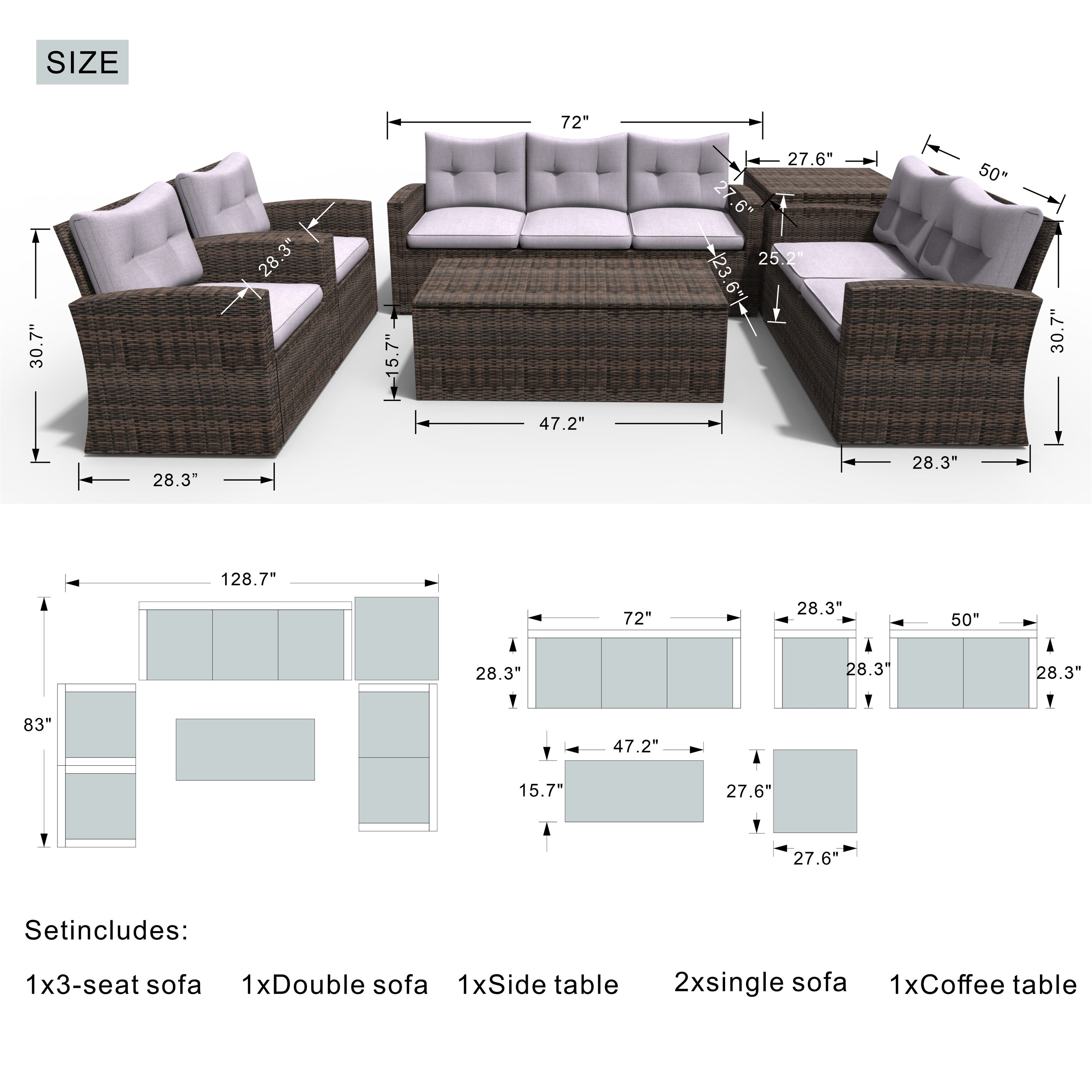 Direct Wicker DWG-1503&2334TA-GR Patio-Conversation-Sets - View #7