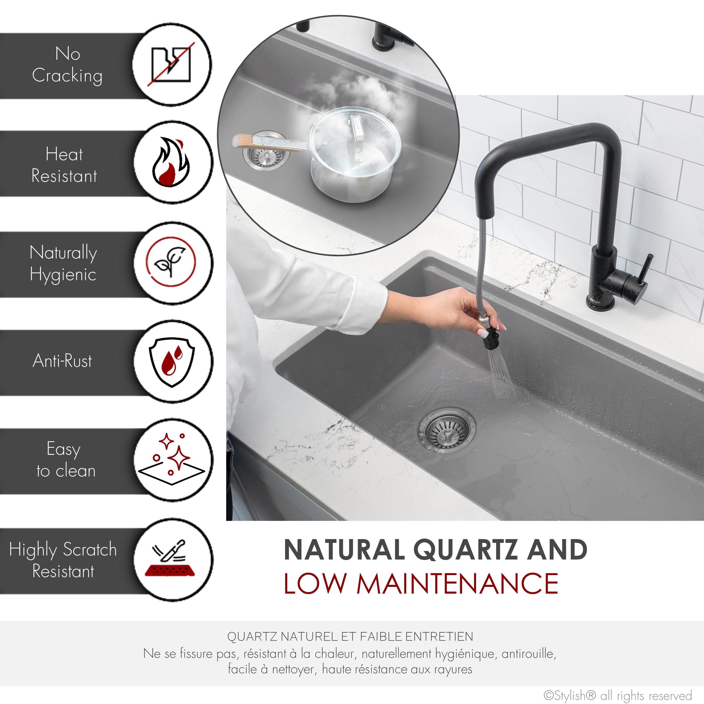 Stylish S-832WL1 Kitchen-Sinks - View #3