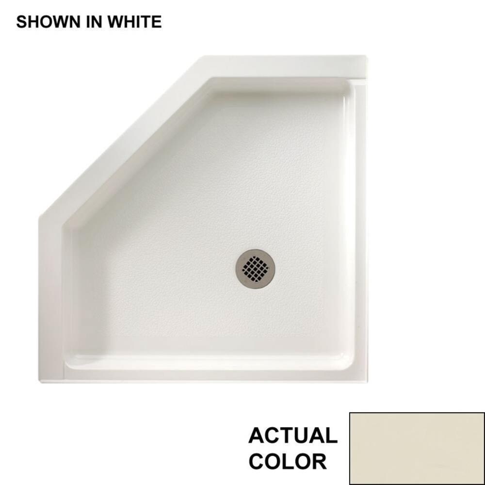 Swanstone FN00038MD.037 38-in W x 38-in L Bone Neo-angle Shower Pan Base with 4.5-in H Threshold (Center Drain)