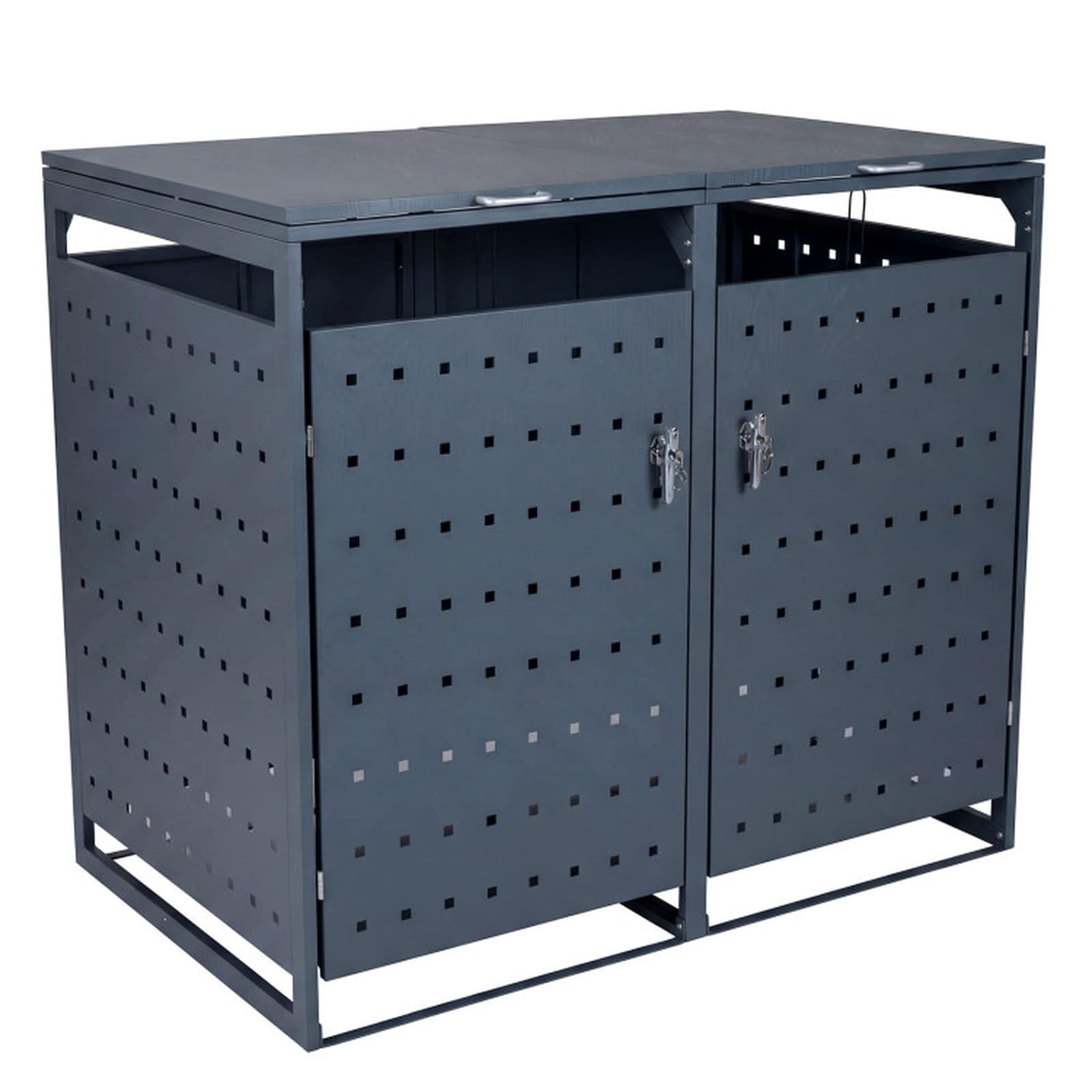 SUGIFT 52-in Outdoor Metal Garbage Bin Storage Shed Double Trash