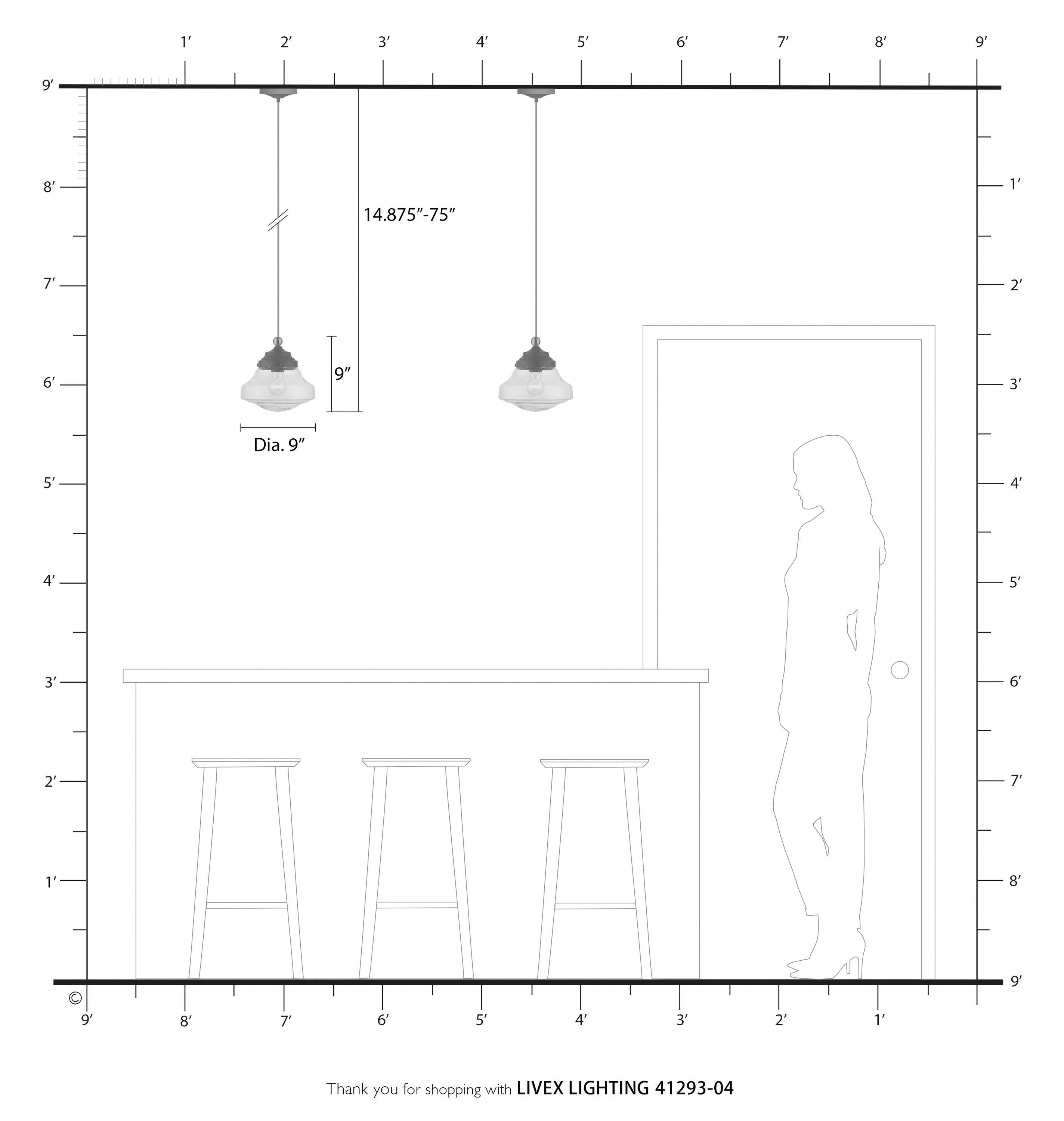 Avondale Mini Pendant with Clear Glass Shade - Black/Brushed Nickel