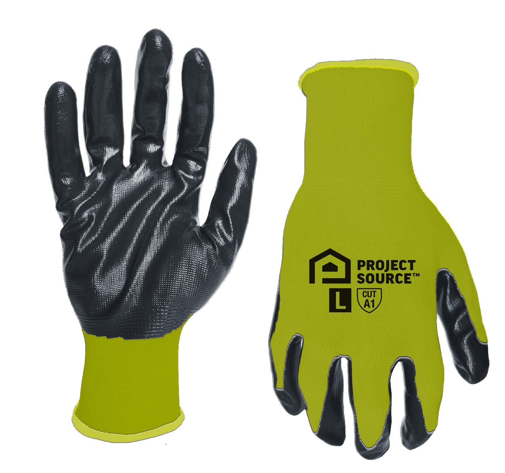Project Source LWHVY37105-L5P Large Yellow Polyurethane dipped Polyester 5 -Pairs