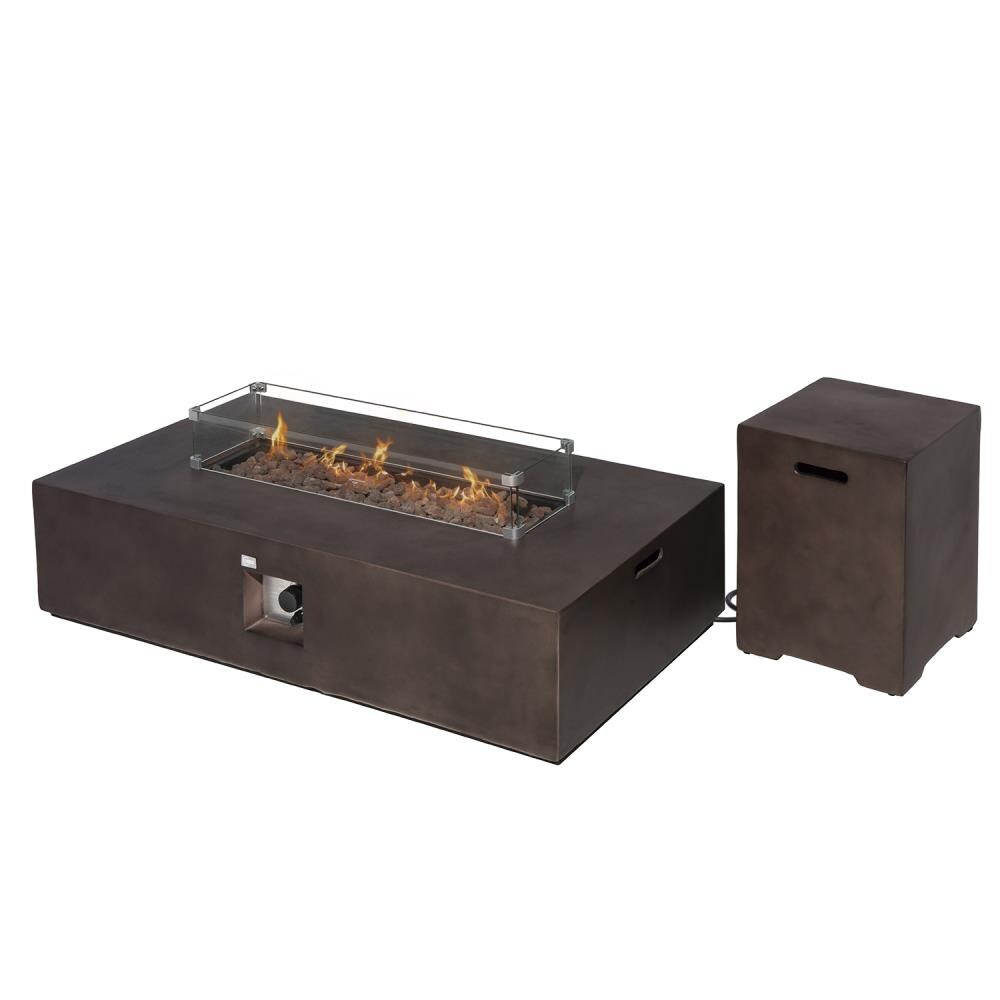 COSIEST C5404008-GT 28-in W 50000-BTU Bronze Tabletop Composite Propane Gas Fire Pit Table