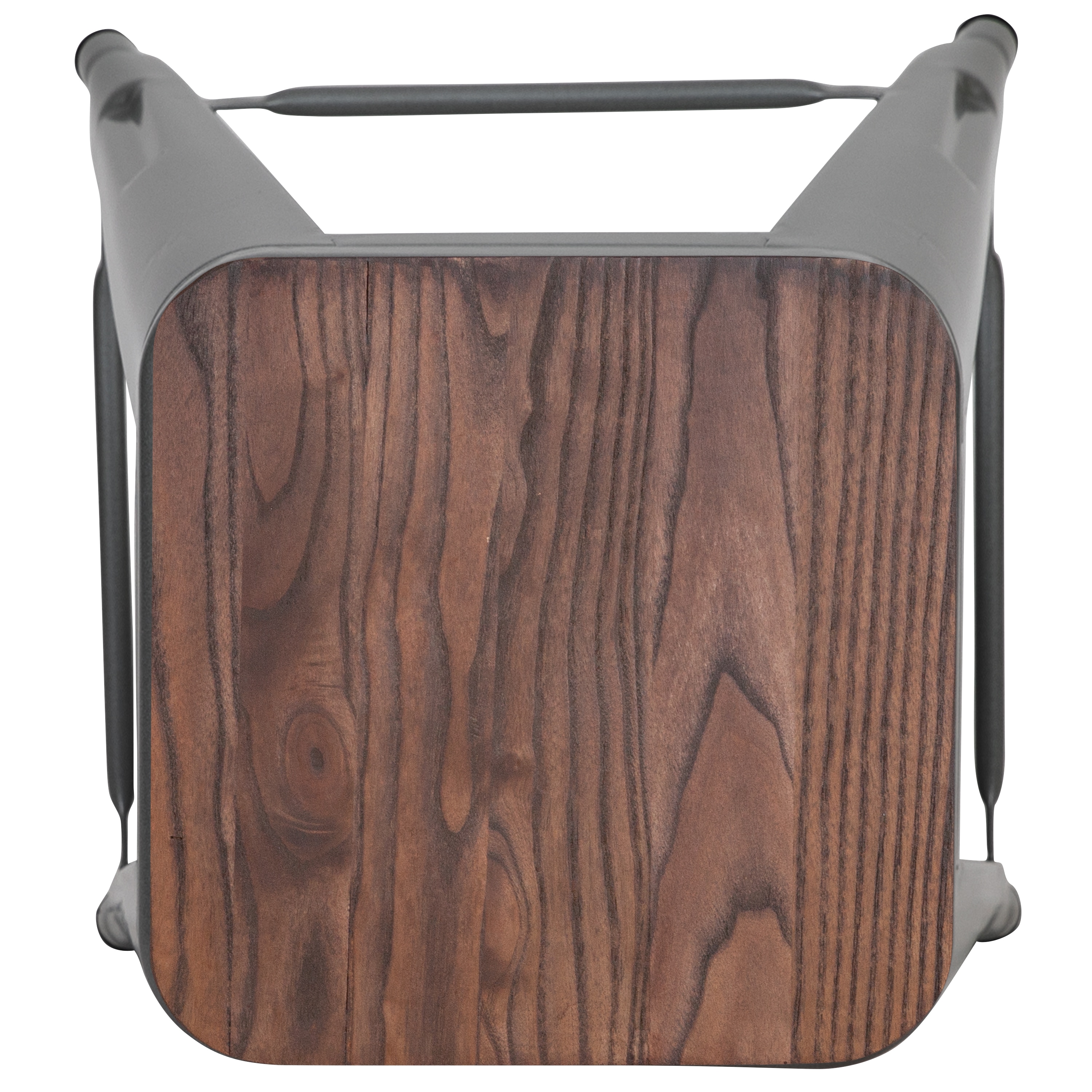 Modern 24" Silver Metal and Wood Stackable Bar Stools - Set of 4