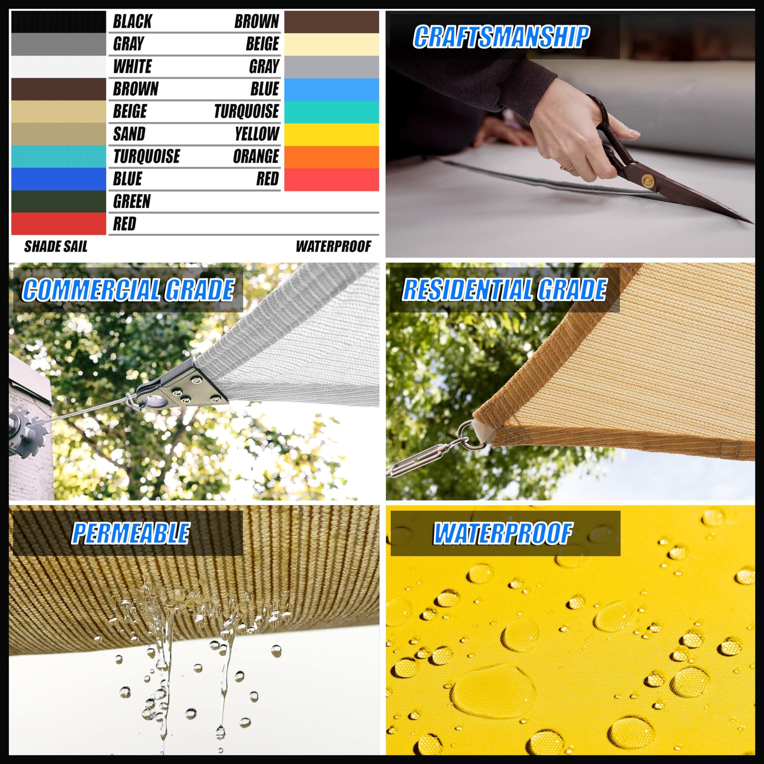 Aoibox LAB0210S01 Shade-Sails-Fabric - View #6