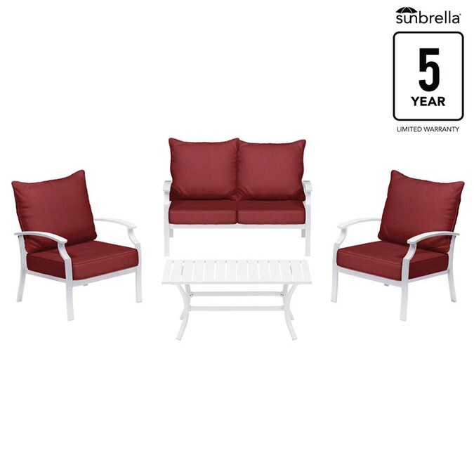 Allen Roth Seavale 4 Piece Metal Frame Patio Conversation Set With Cushion S Included In The Sets Department At Com - Allen Roth Outdoor Furniture Replacement Parts
