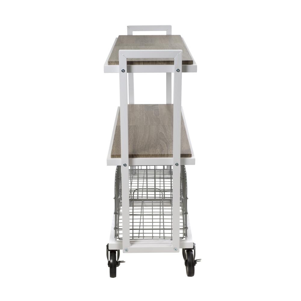 Three-Shelf Wire Cart with Liners, Metal, 3 Shelves, 600 lb