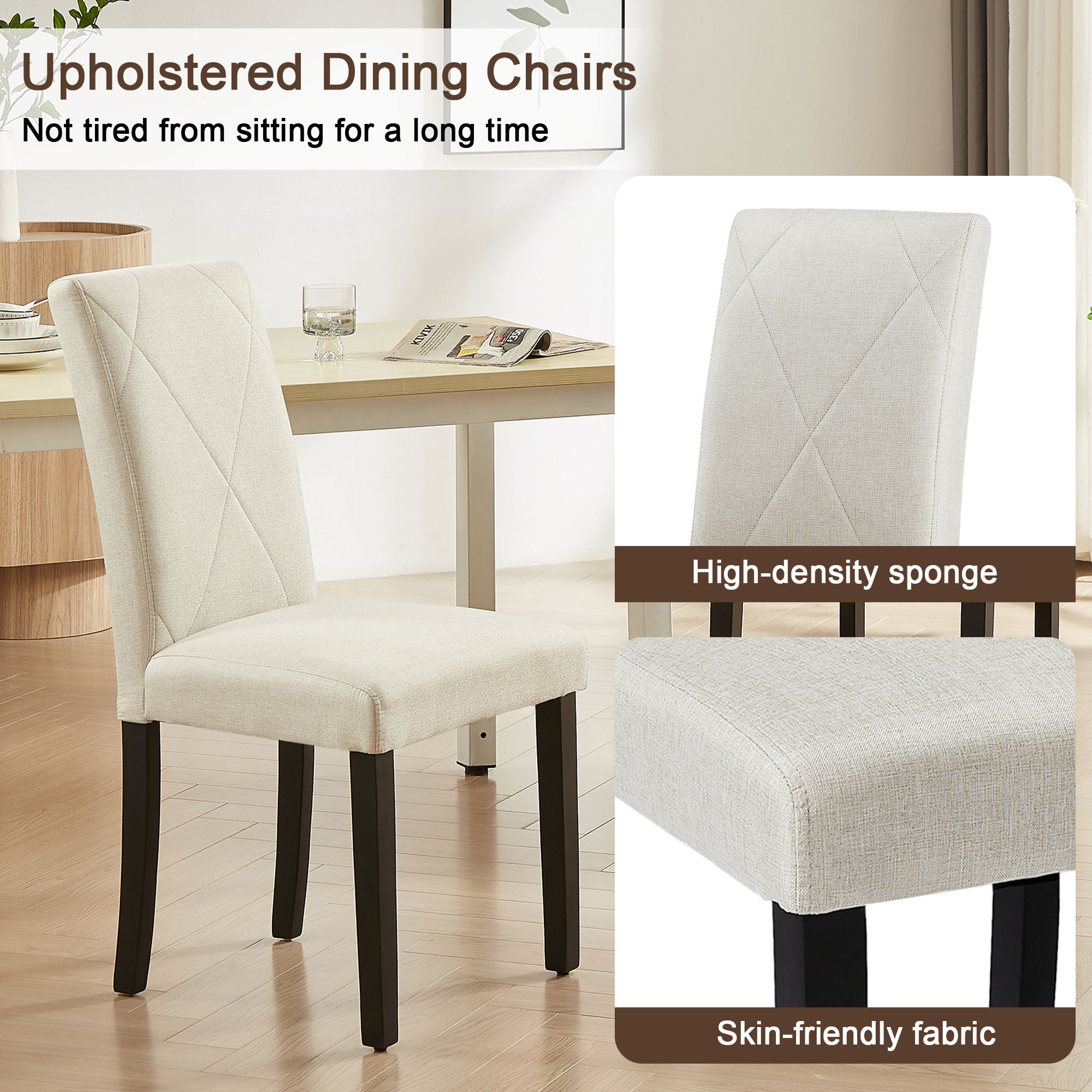 Vecelo LOE-DC04-BGE-2P Dining-Chairs - View #3