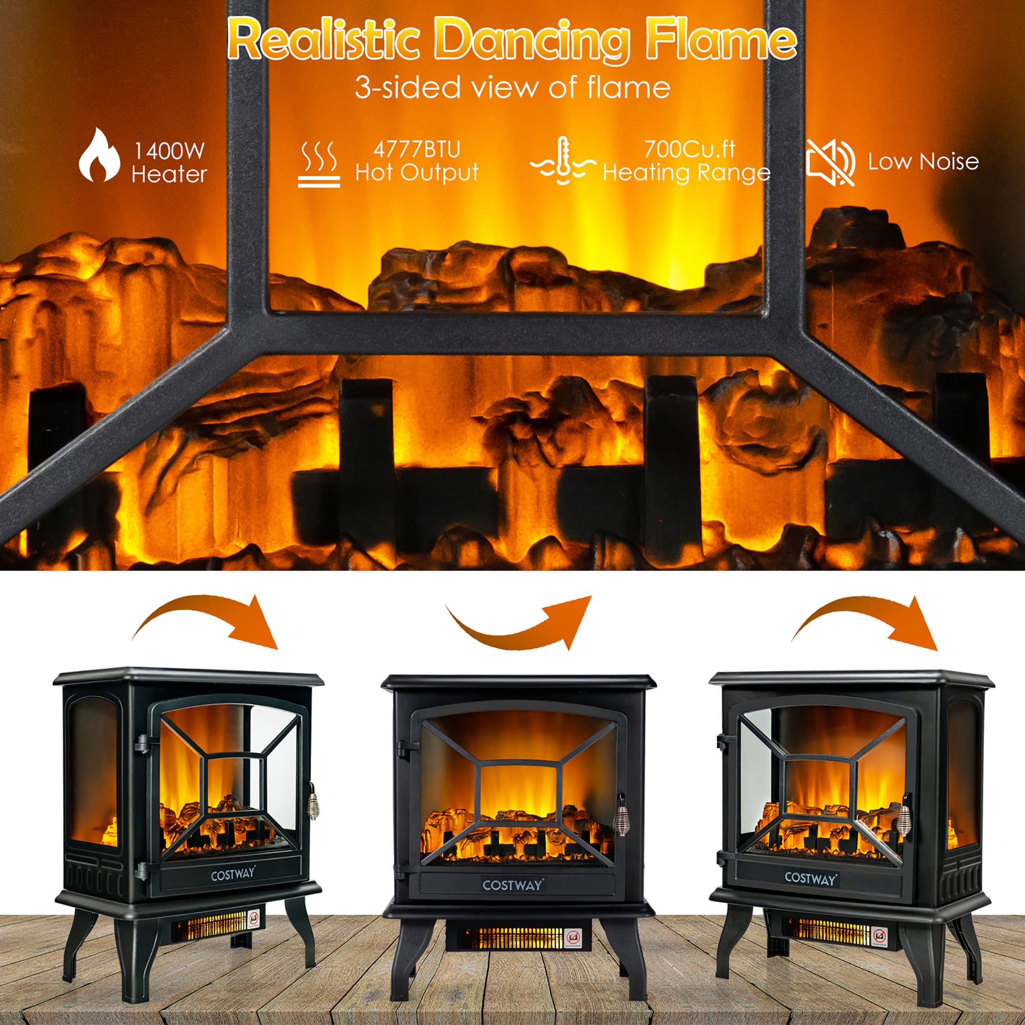 Costway SWL00004 Electric-Fireplaces - View #6