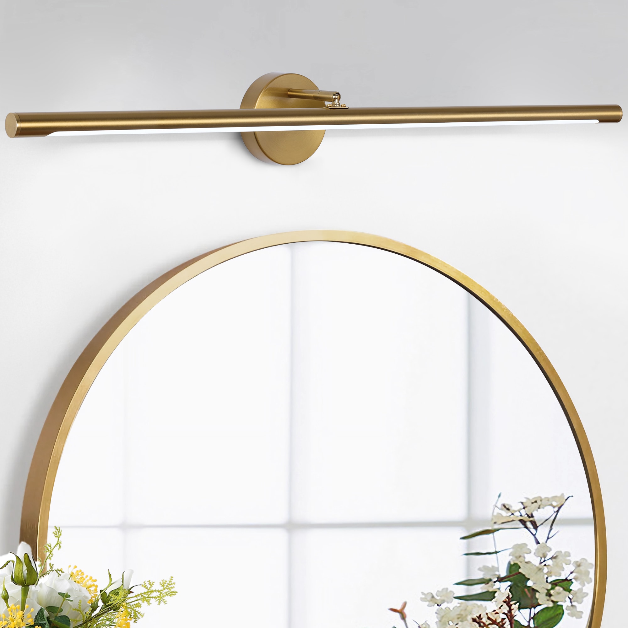 LamQee 06FTL0323BGD Vanity Lights for Mirror 31.5-in 1 -Light Brushed Gold Integrated LED Modern/contemporary Vanity light bar