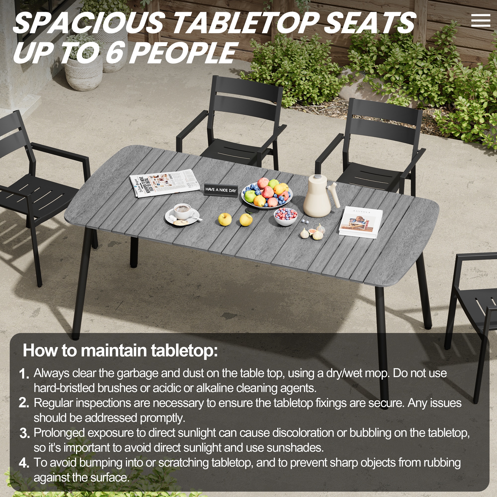 Crestlive Products CL-TB059GRY180 Patio-Tables - View #6