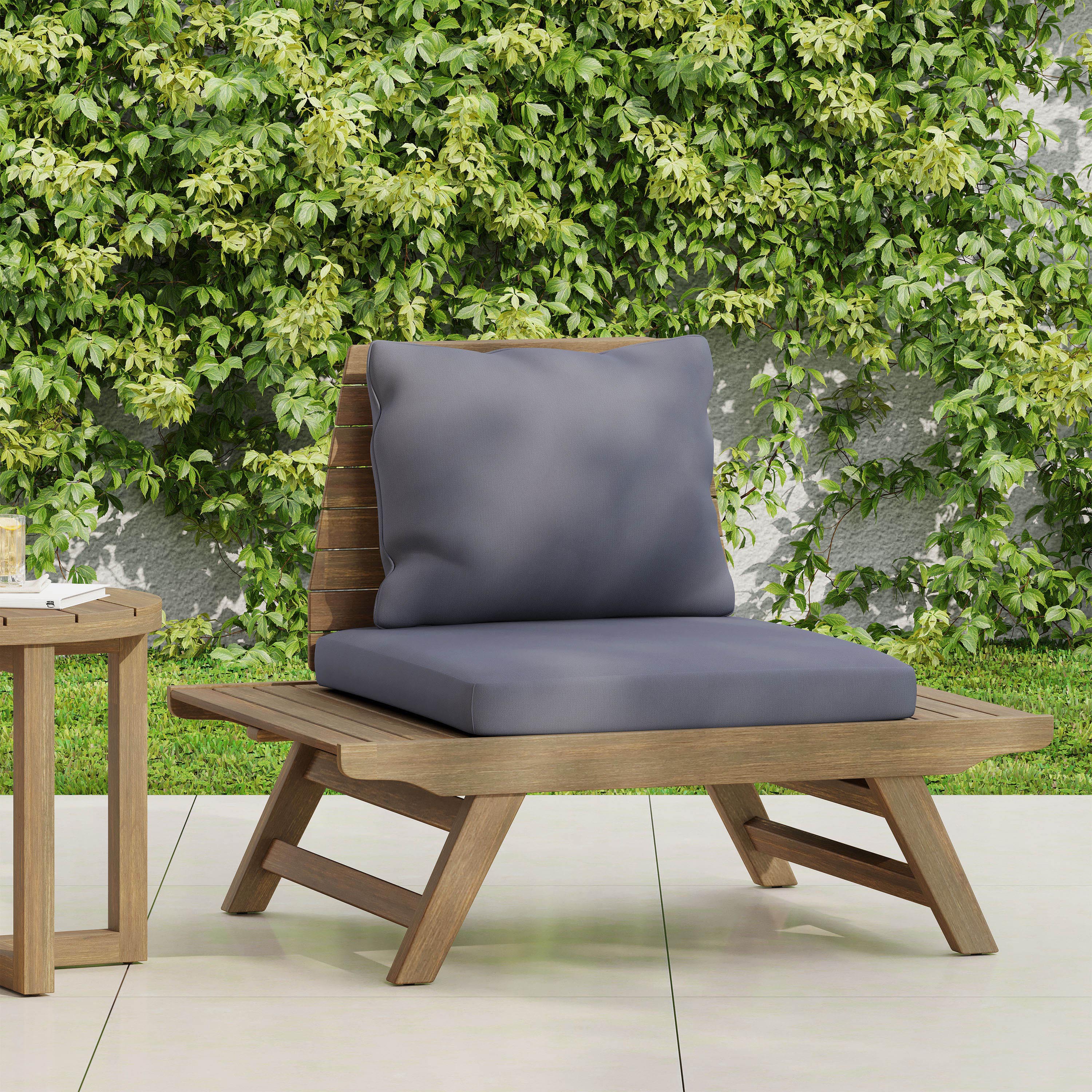 Christopher Knight Home 309659 Sedona Outdoor Acacia Wood 2-Seater Club Chair and Side Table Set Gray and Dark Gray