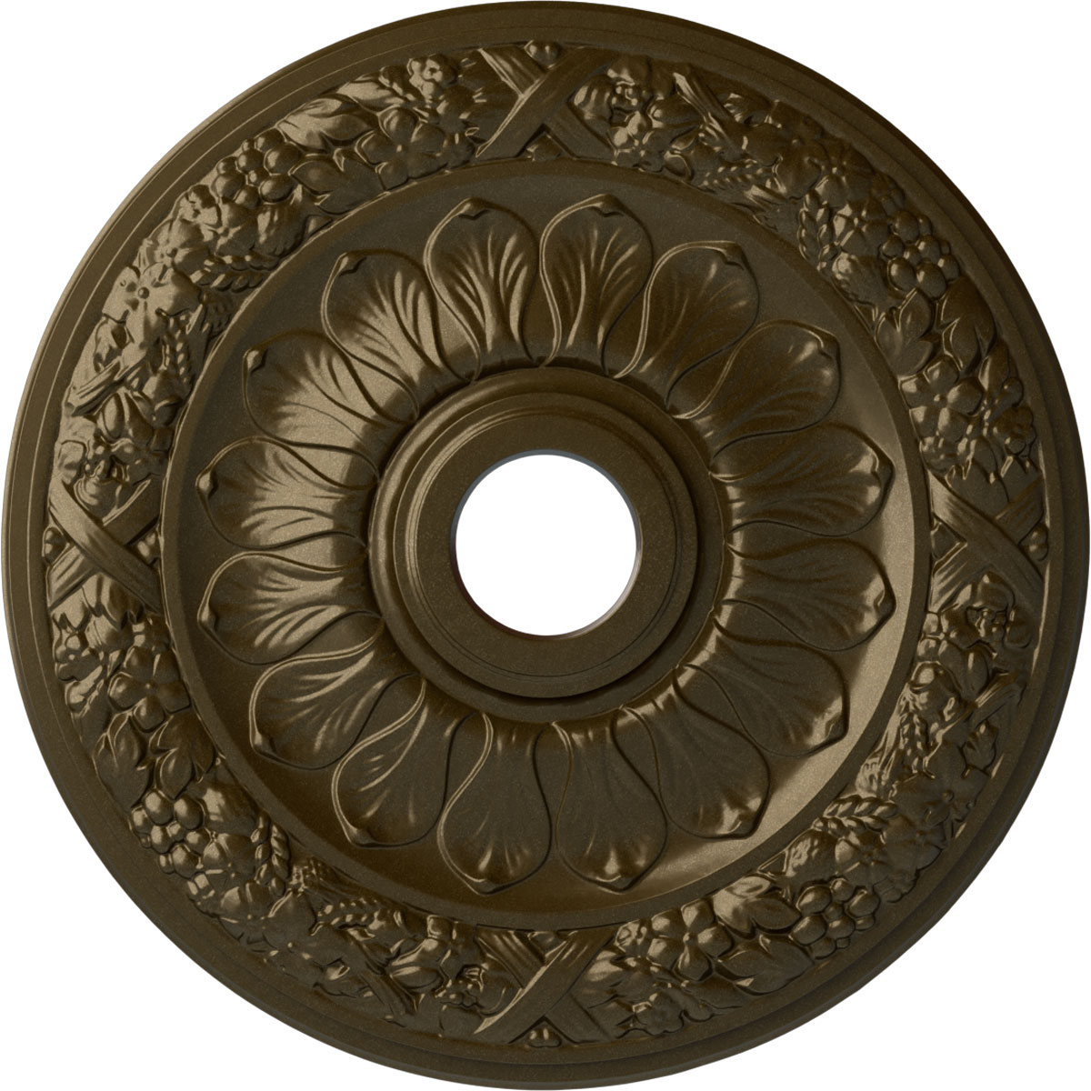 Ekena Millwork CM24SWBRS Swindon 24-in W x 24-in L Brass Polyurethane Ceiling Medallion