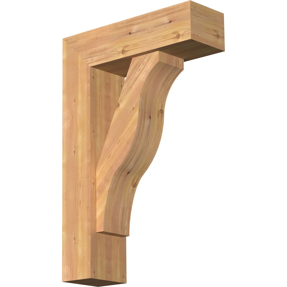 Ekena Millwork 1462377 Funston Block Smooth Bracket with Offset Brace 7-1/2-in x 24-in x 36-in Western red cedar Brown Wood Standard bracket