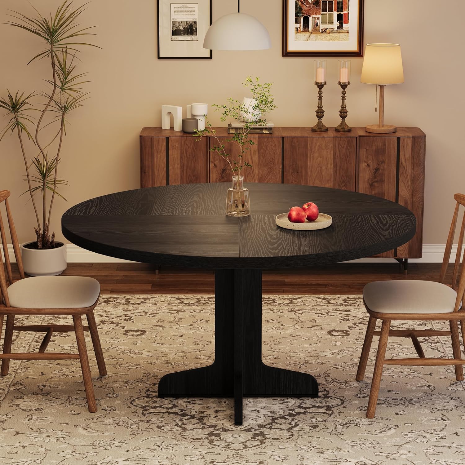Garvee Round Dining Table for 4-6 People 47 Inches Kitchen Dining Room ...