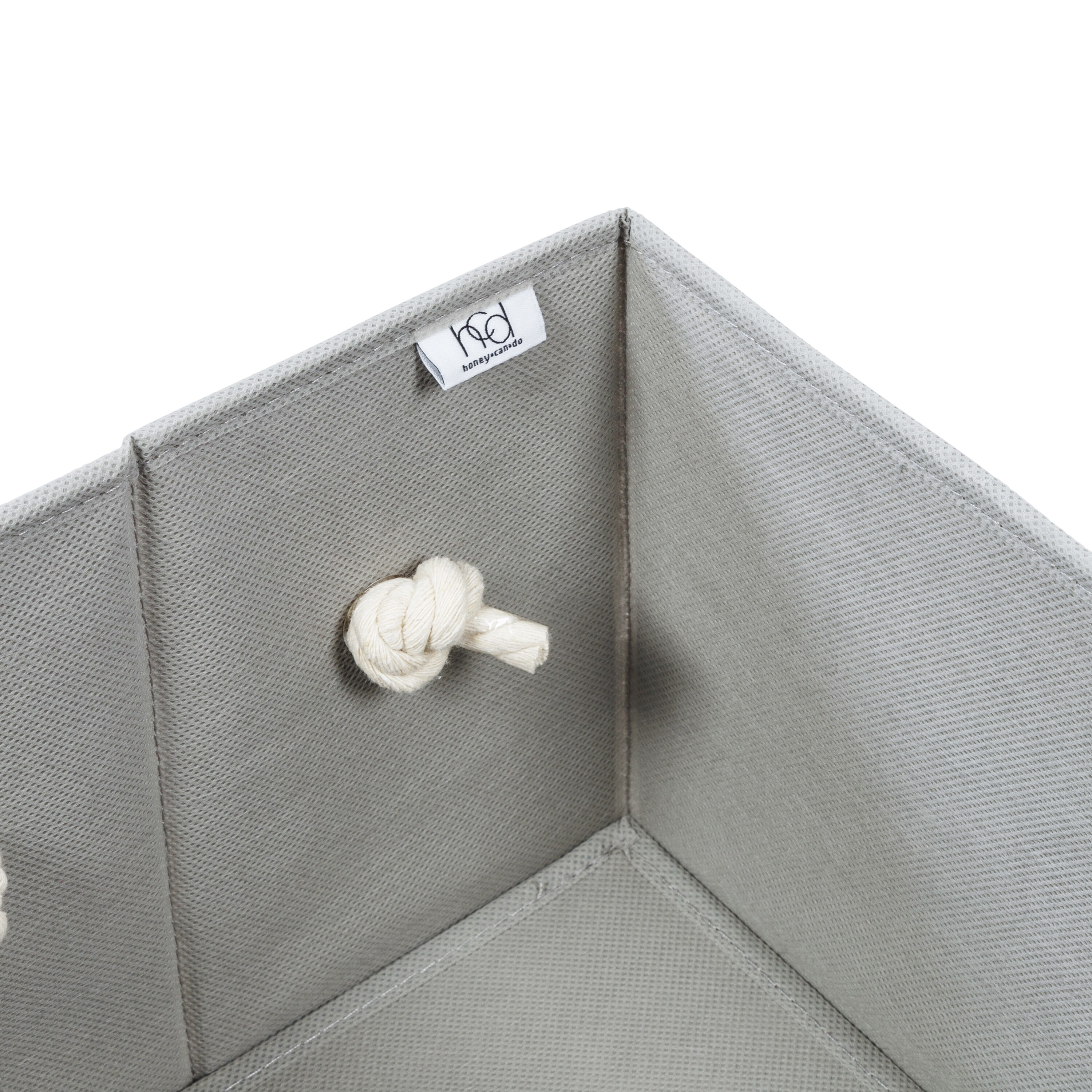 Gray Plaid Large Fabric Storage Bins with Rope Handles, Set of 3