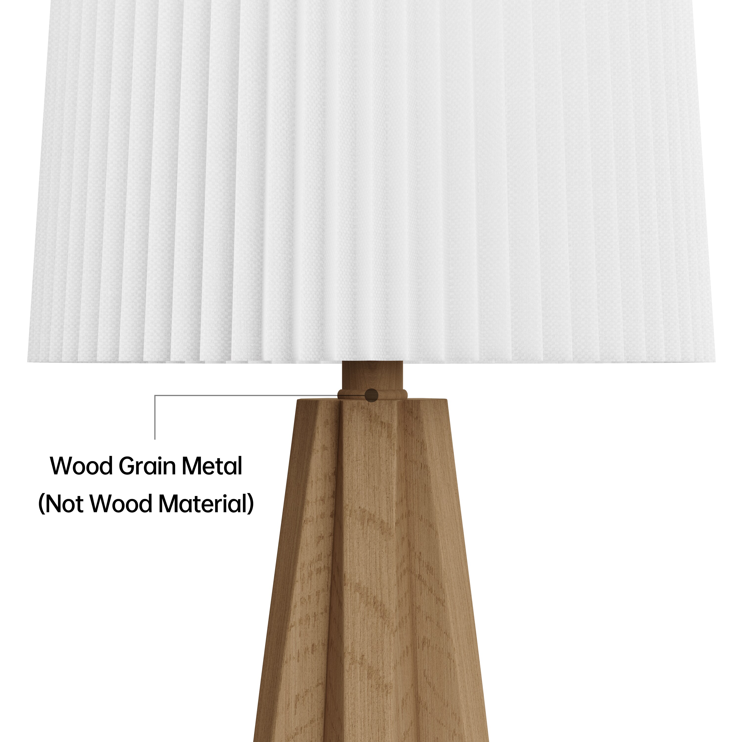 Deluxe 24" Light Brown Resin Table Lamp with White Pleated Linen Shade