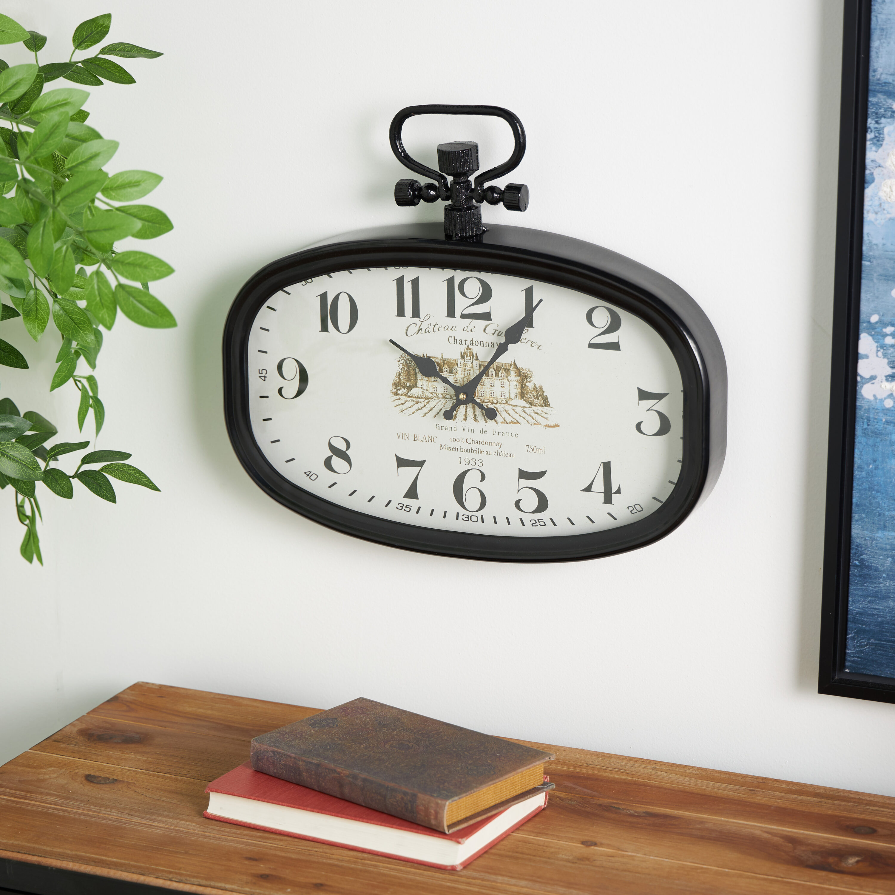Grayson Lane 52579 Pocket Watch Style Analog Oval Wall Vintage