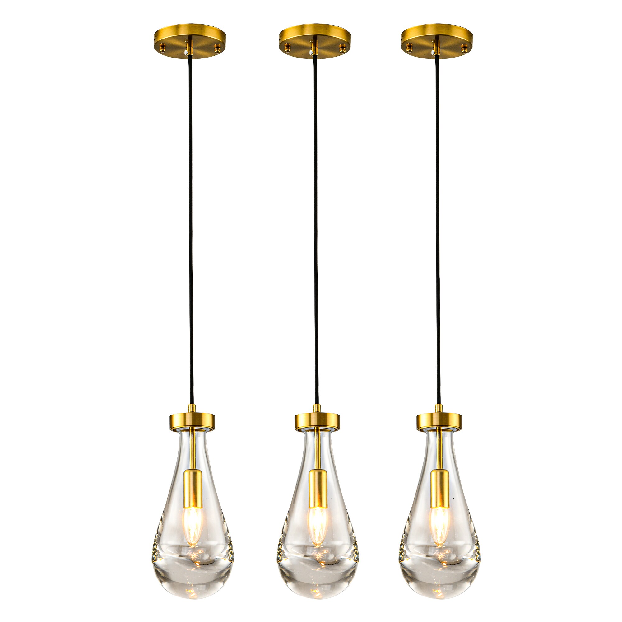 WELLFOR WCP713E12-8 WD 3-Piece 3-Light Two-color Modern/Contemporary Clear Glass Geometric Hanging Pendant Light