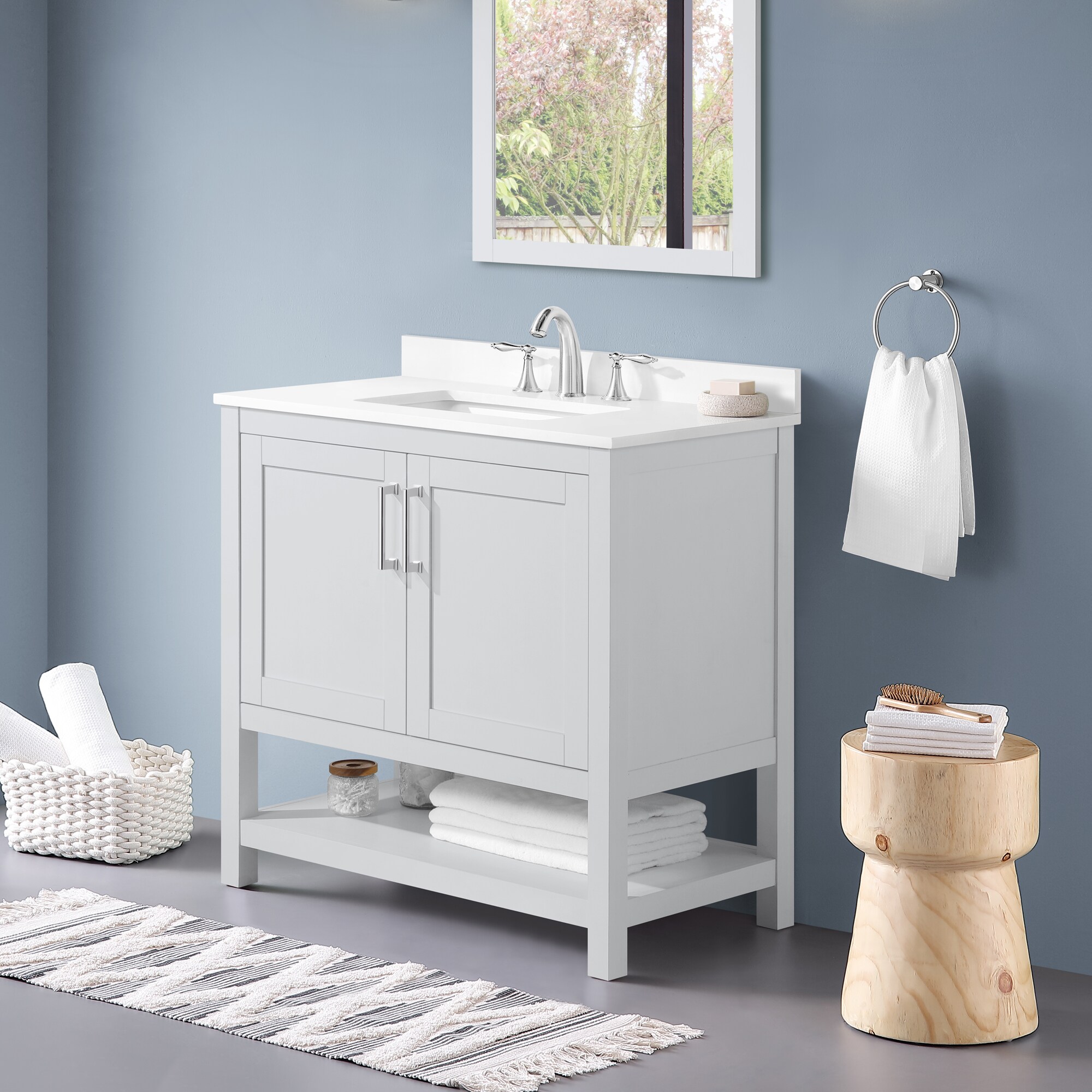 OVE Decors Albury 36-in Dove Gray Undermount Single Sink Bathroom ...