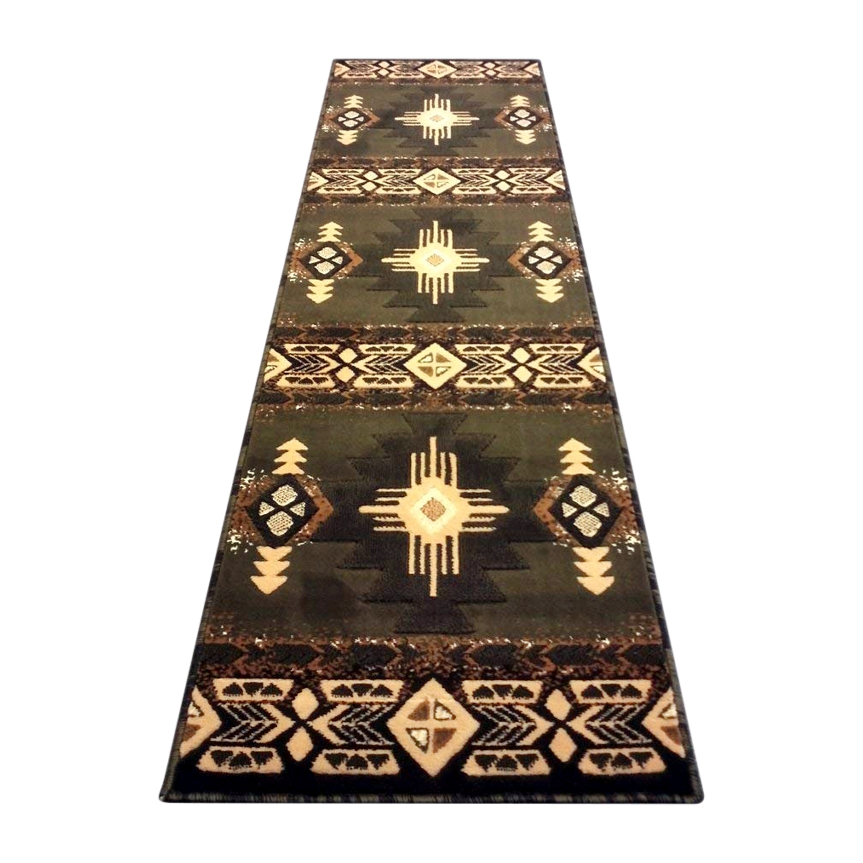 Emma + Oliver Santa Fe 2x7 Sage Olefin Accent Rug with Complementary ...