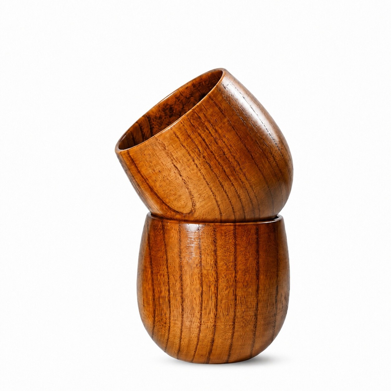 Aoibox  Handcrafted Solid Jujube Wood Bourbon Whiskey Tumbler Glasses Set Rustic Oak Barrel Style Barware Wooden