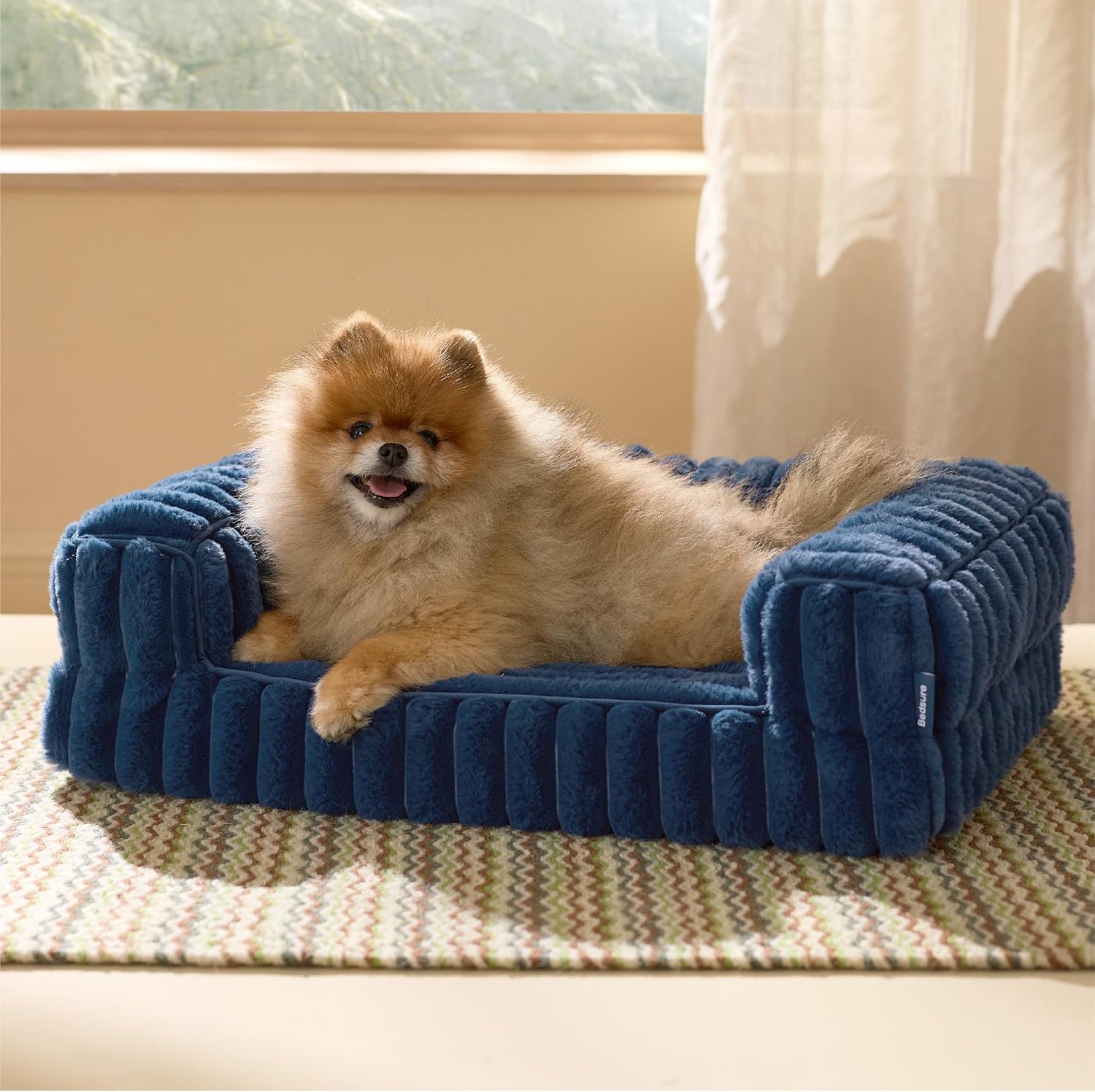 LOVMOR SF-H-CK-DOGBED-10 Bedsure Orthopedic Dog Bed for Small Dogs Waterproof Memory Foam Small Pet Beds with Sides Non-Slip Bottom and Egg-Crate Foam Medium Dog Couch Sofa with Washable Removable Corduroy Cover Blue