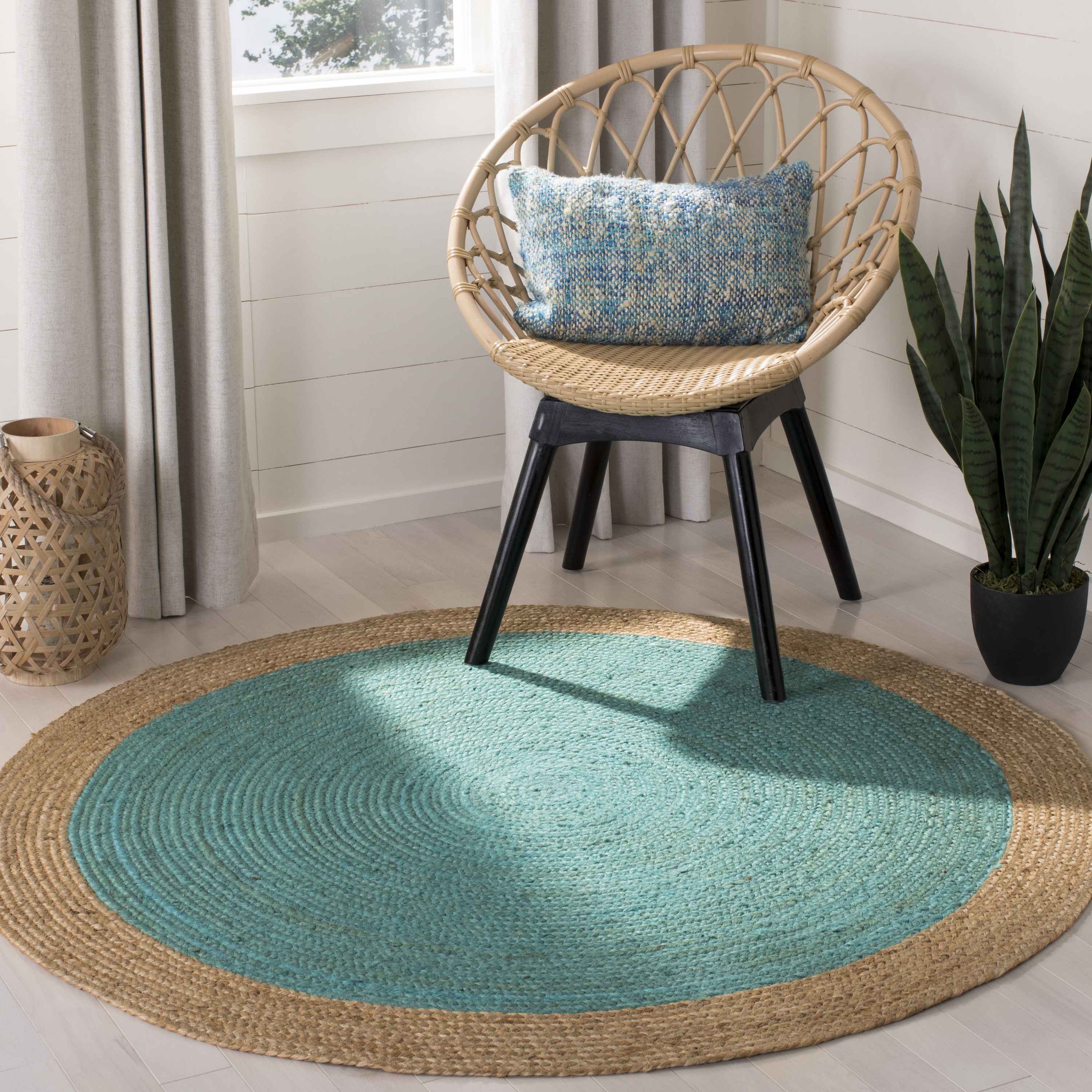 5ft Round Water Resistant, Indoor Outdoor Rugs for Patios, Front
