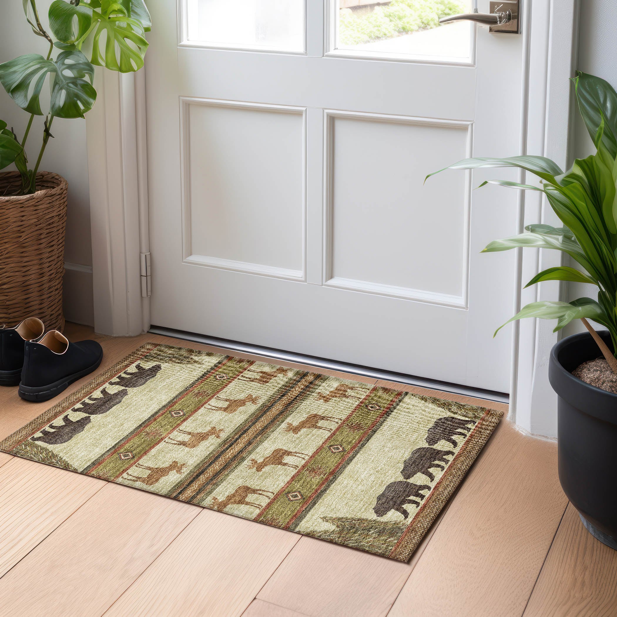 Addison Rugs AMF141BR20X30 Mayfield AMF141BR 2 x 3 (ft) Loomed Polyester Brown Rectangular Indoor Geometric Machine washable Area rug