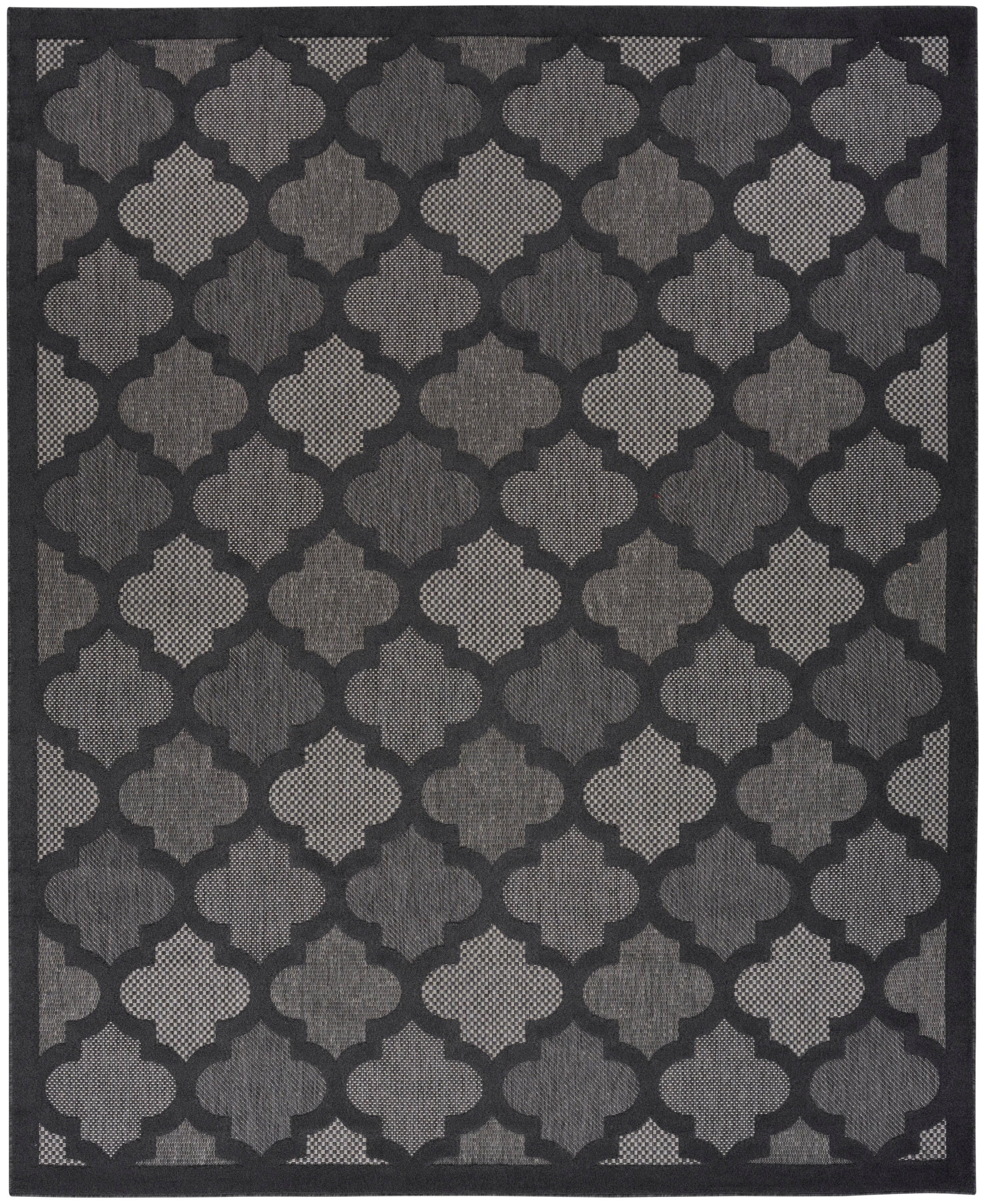 Charcoal Black Moroccan Trellis 7' x 10' Flatweave Area Rug