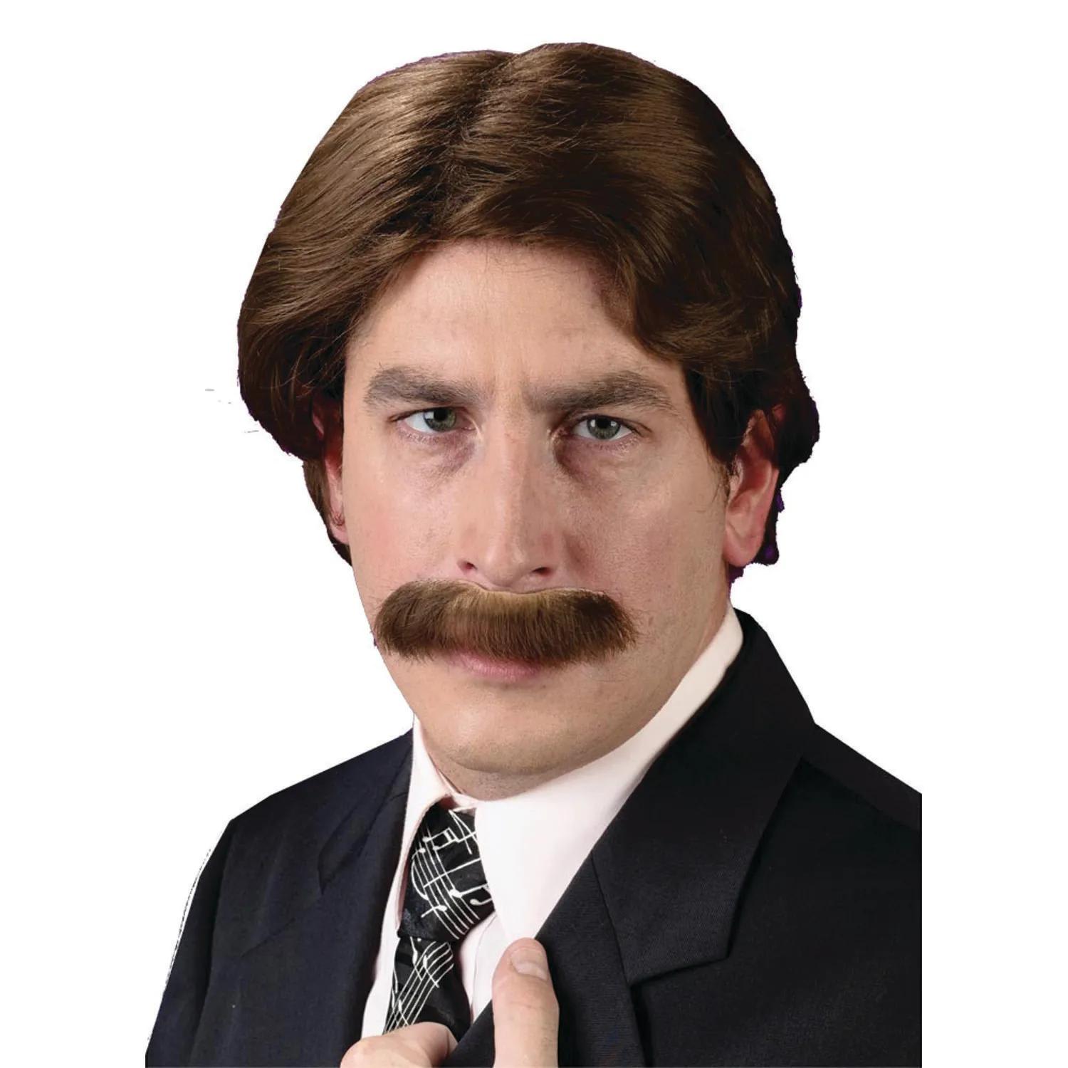 Fun World FW8198 Mens Brown 70s Wig Mustache Set