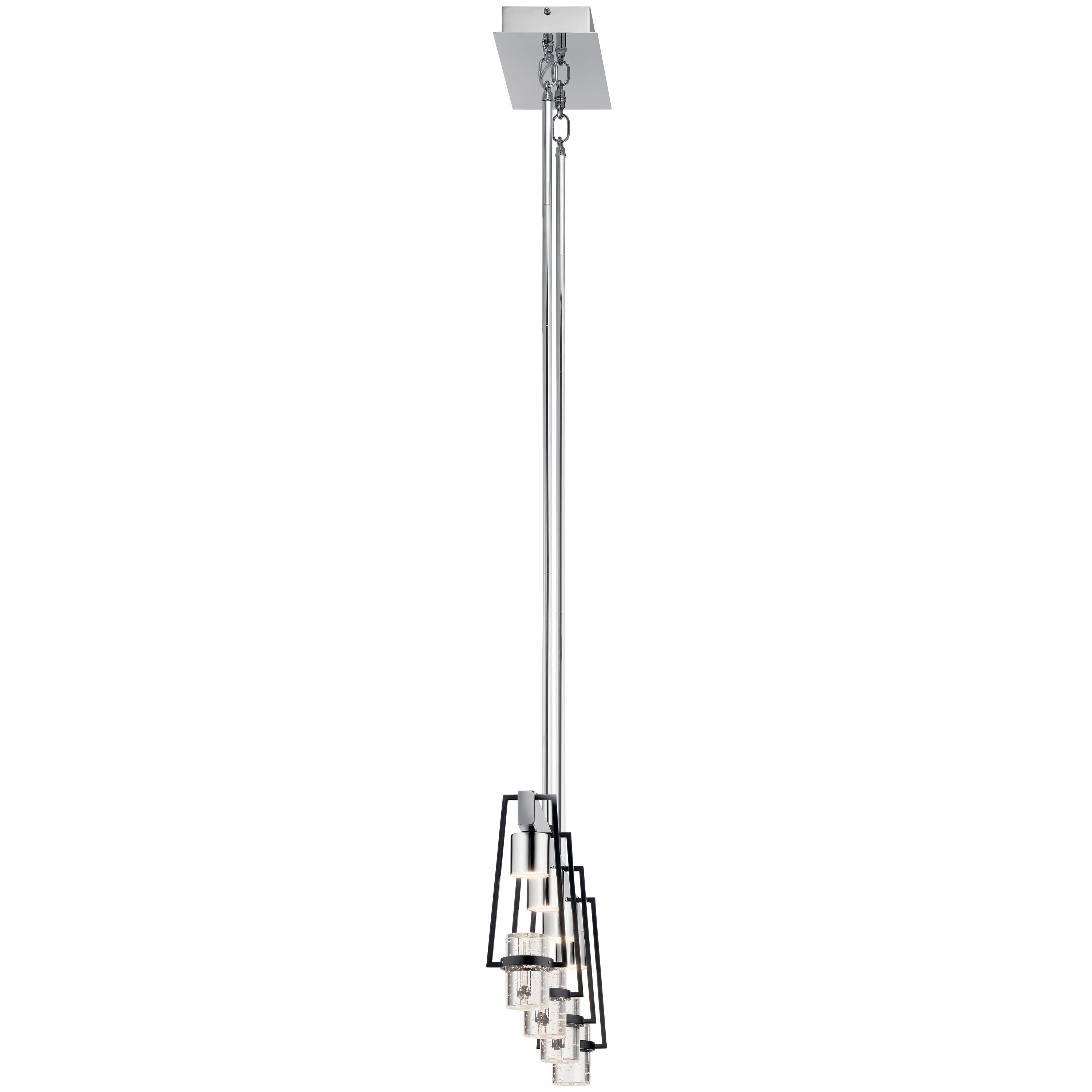 Matte Black Crystal LED Island Pendant with Bubble Crystal Shade
