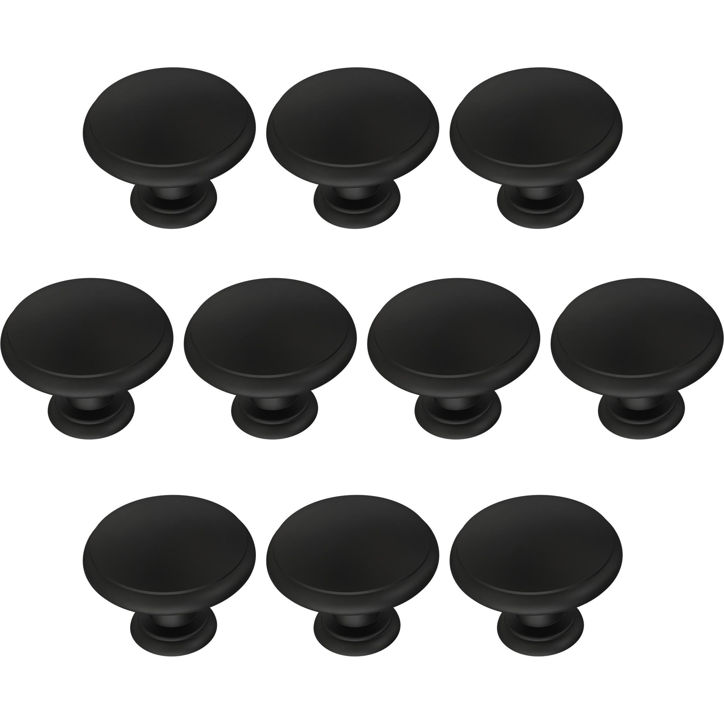 Franklin Brass Ringed 1-1/4-in Matte Black Round Cabinet Knob (10-Pack ...