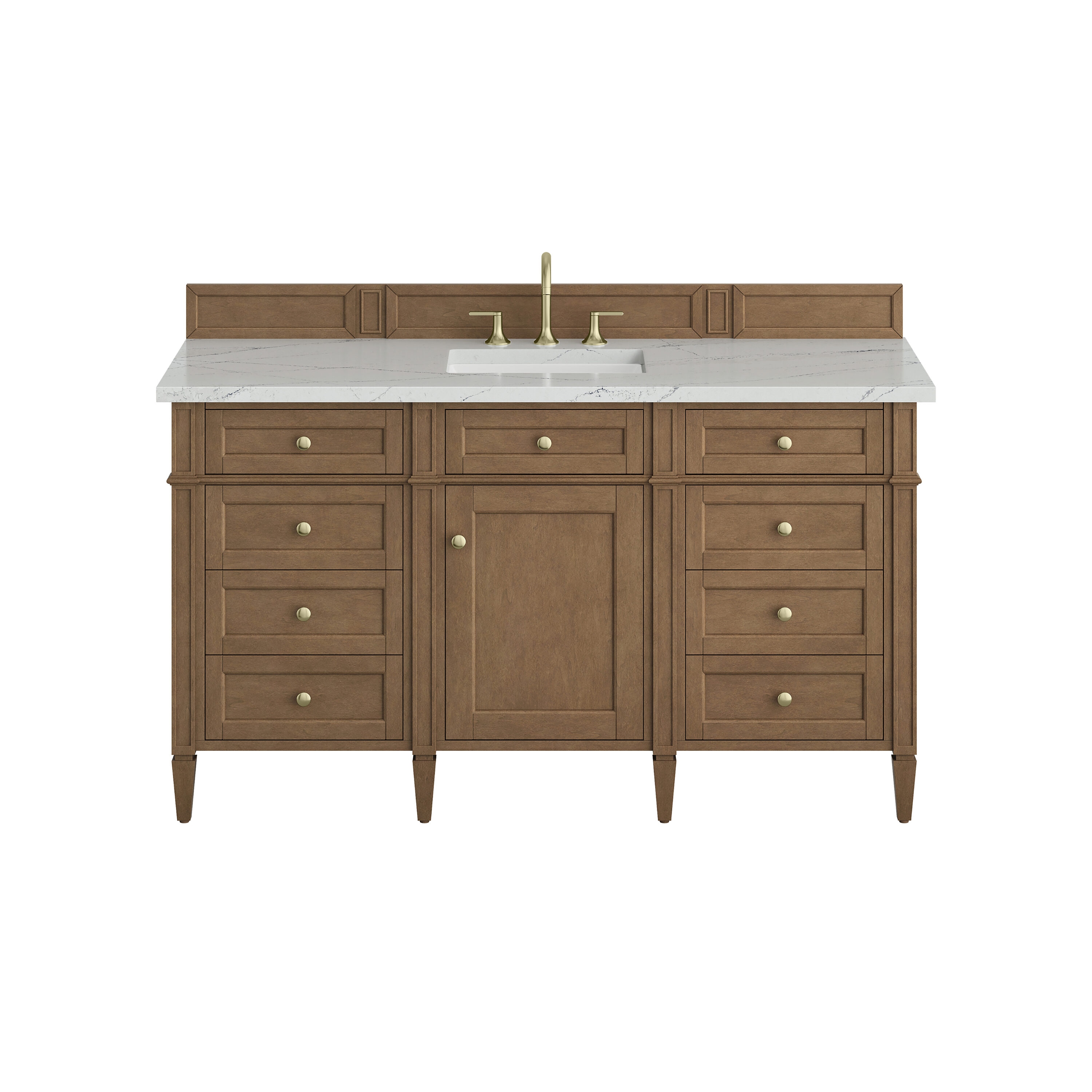 James Martin Vanities Brittany 60-in Pecan Undermount Single Sink Bathroom Vanity with Quartz Top