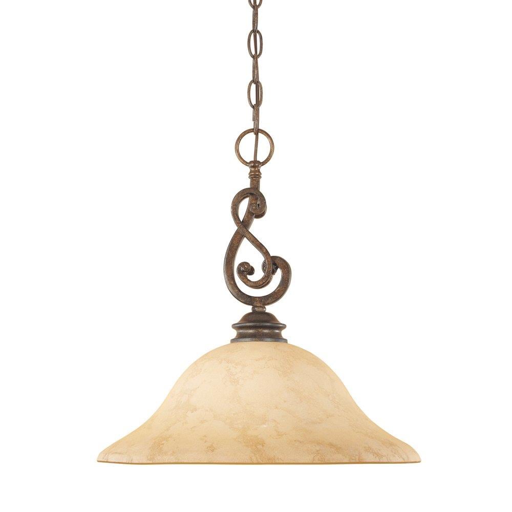 Designers Fountain 81832-FSN Mendocino Forged Sienna Transitional Tinted Glass Bell Hanging Pendant Light