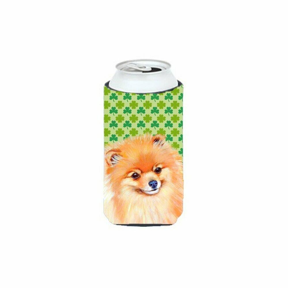 Caroline's Treasures CRLT41917 LH9215TBC Pomeranian St. Patrick's Day Shamrock Portrait Tall Boy Bottle Hugger - 22 to 24-oz
