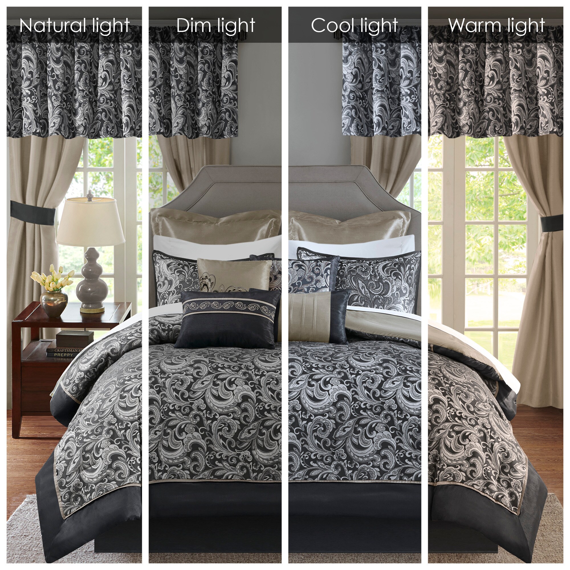 California King Black Microfiber 24-Piece Bed in a Bag Set