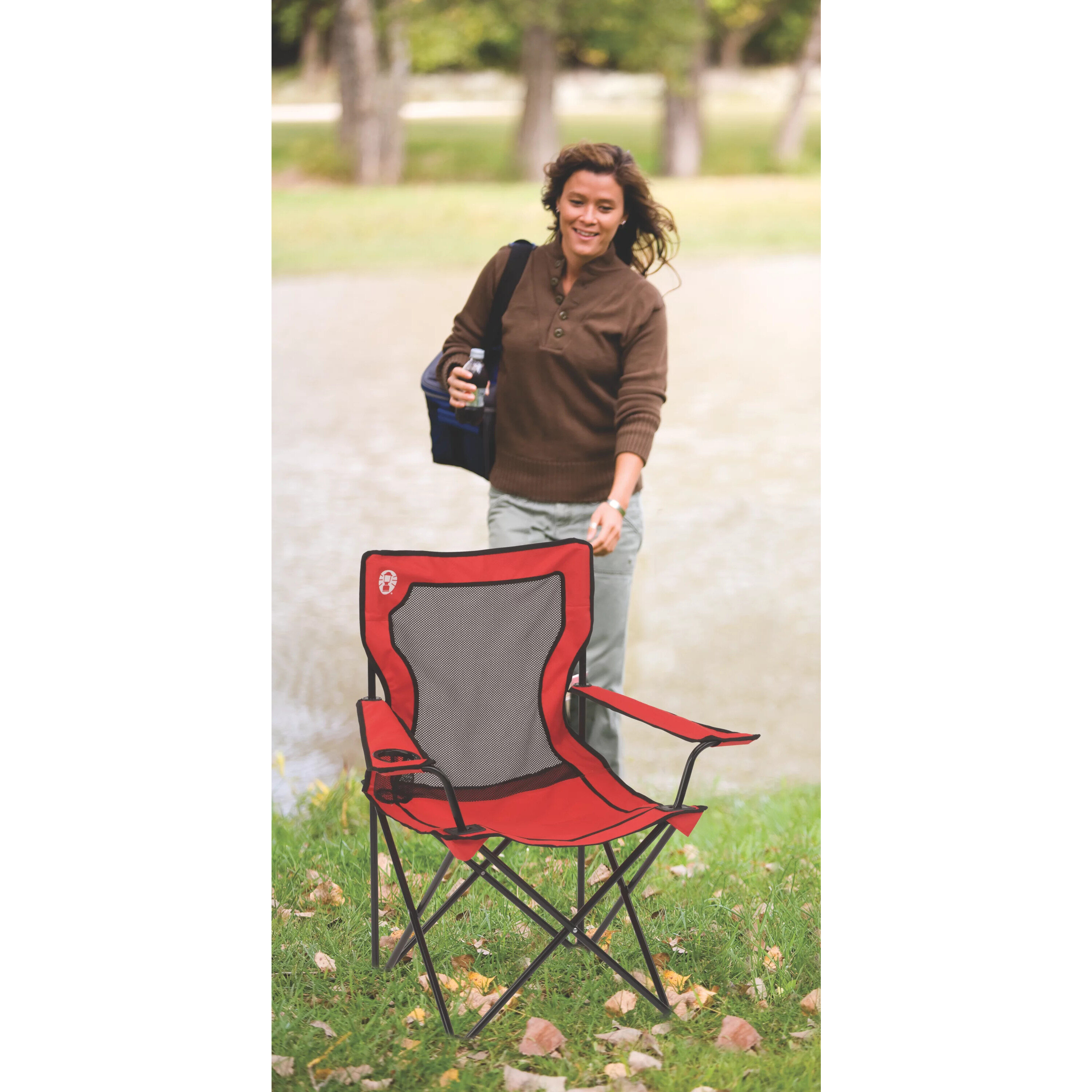 Coleman Nylon Red Folding Camping Chair (Carrying Strap/Handle Included ...