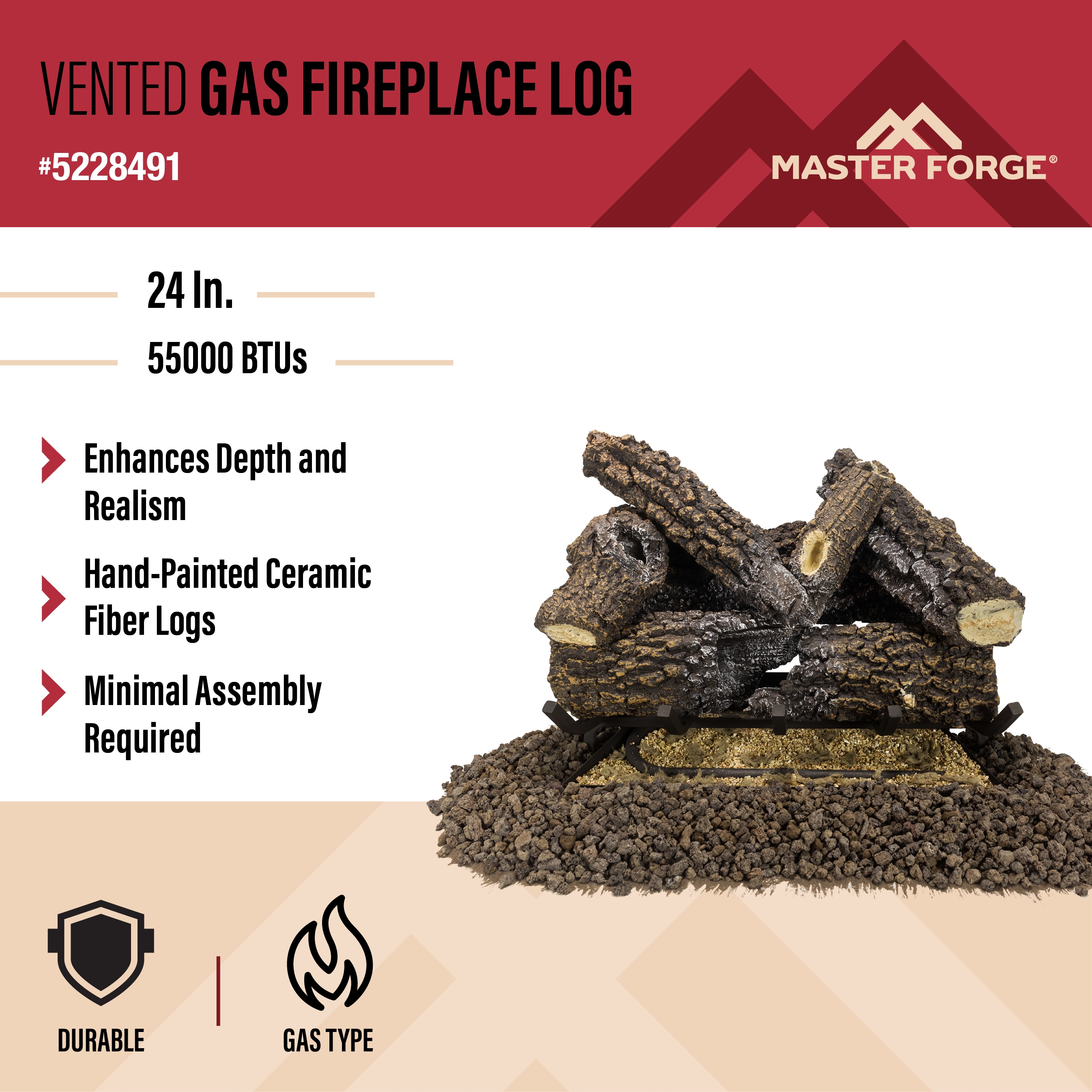 Master Forge VL-VO24DL Gas-Logs - View #3