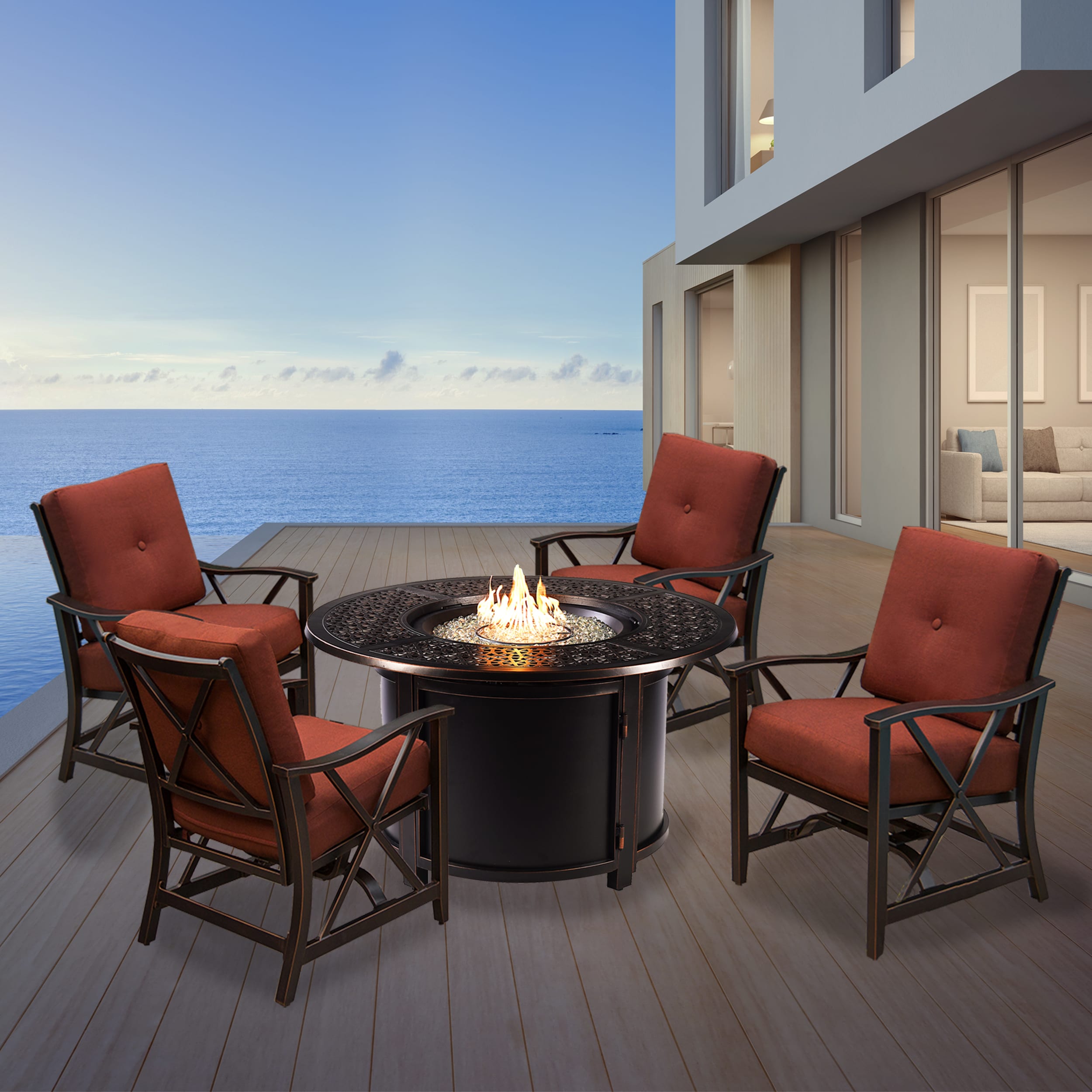 Fire pit table discount and chairs lowes