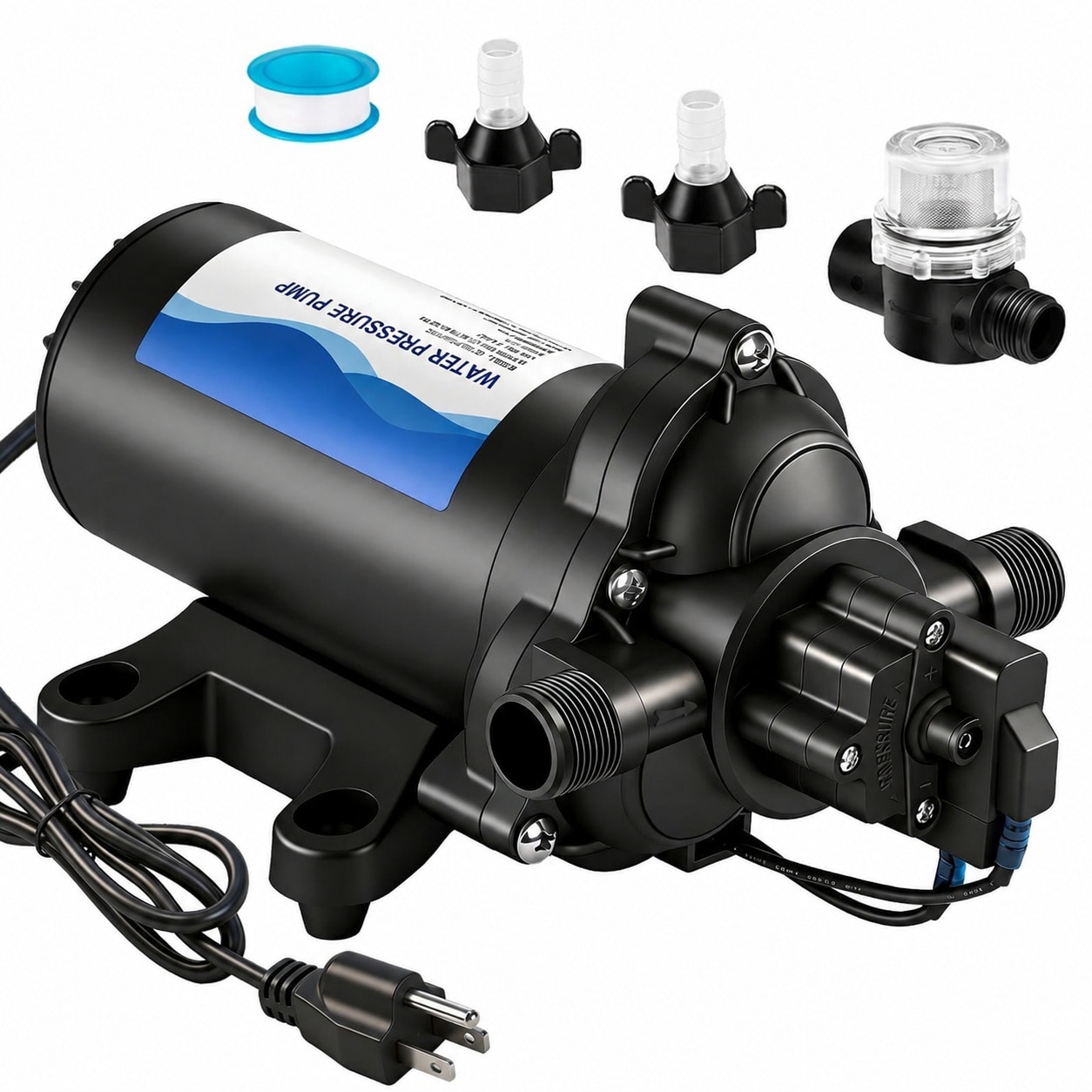 Aoibox  110V AC 4 0 GPM 50 PSI Water Pressure Diaphragm Pump with Automatic Switch for RV Marine Camper Kitchen Bathroom