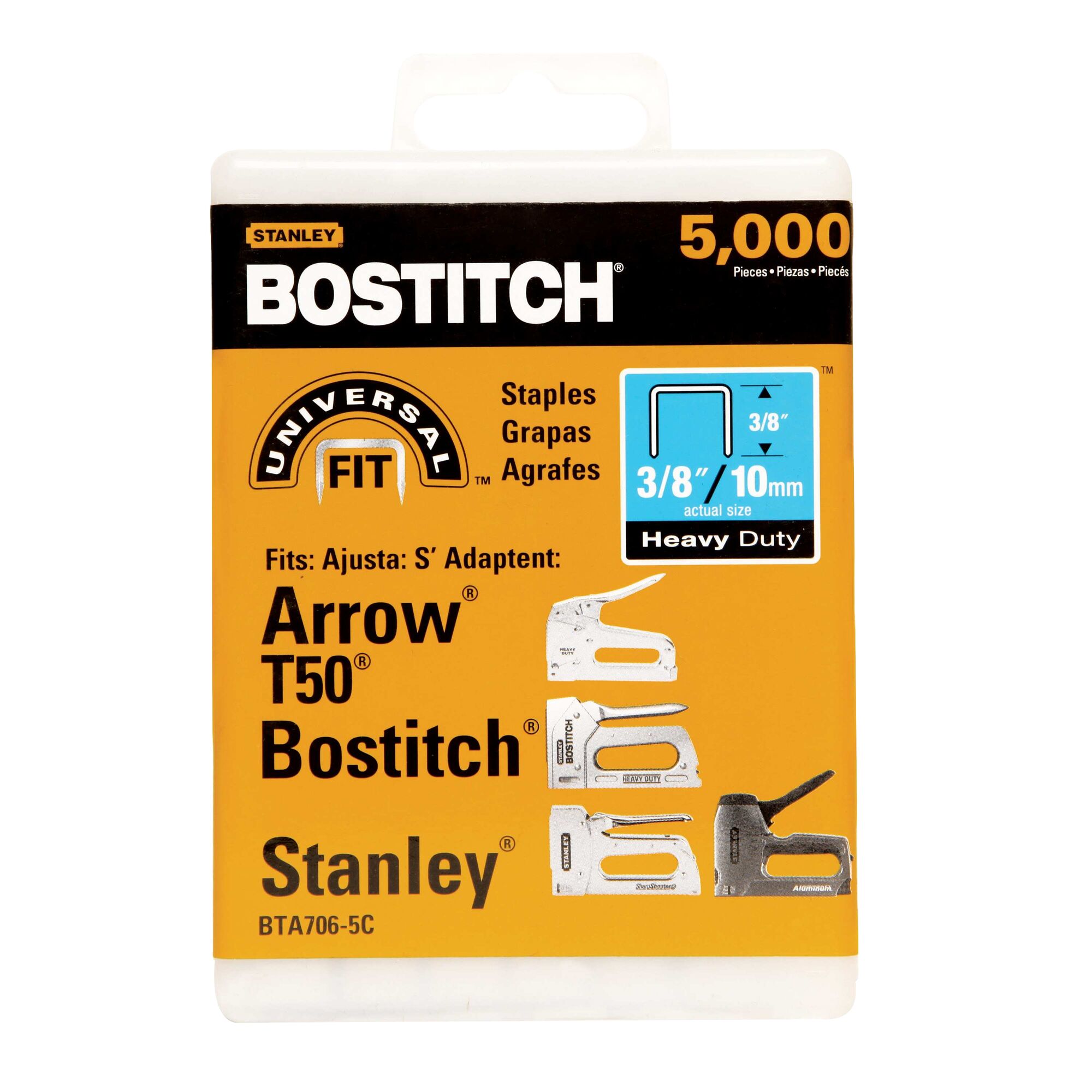 Bostitch 3/8-in Leg x 27/64-in Narrow Crown Silver Collated Heavy-Duty  Staples (5000-Per Box) in the Staples department at