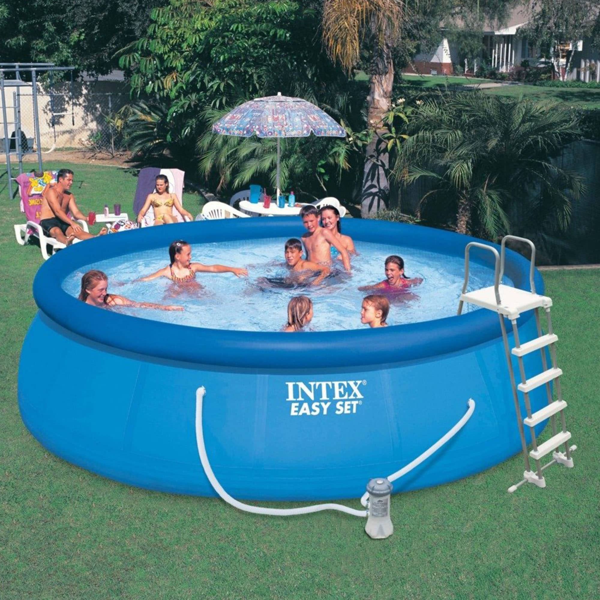 Omkostningsprocent pumpe Stratford på Avon Intex Easy Set 15-ft x 15-ft x 48-in Inflatable Top Ring Round Above-Ground  Pool with Filter Pump,Ground Cloth,Pool Cover and Ladder at Lowes.com