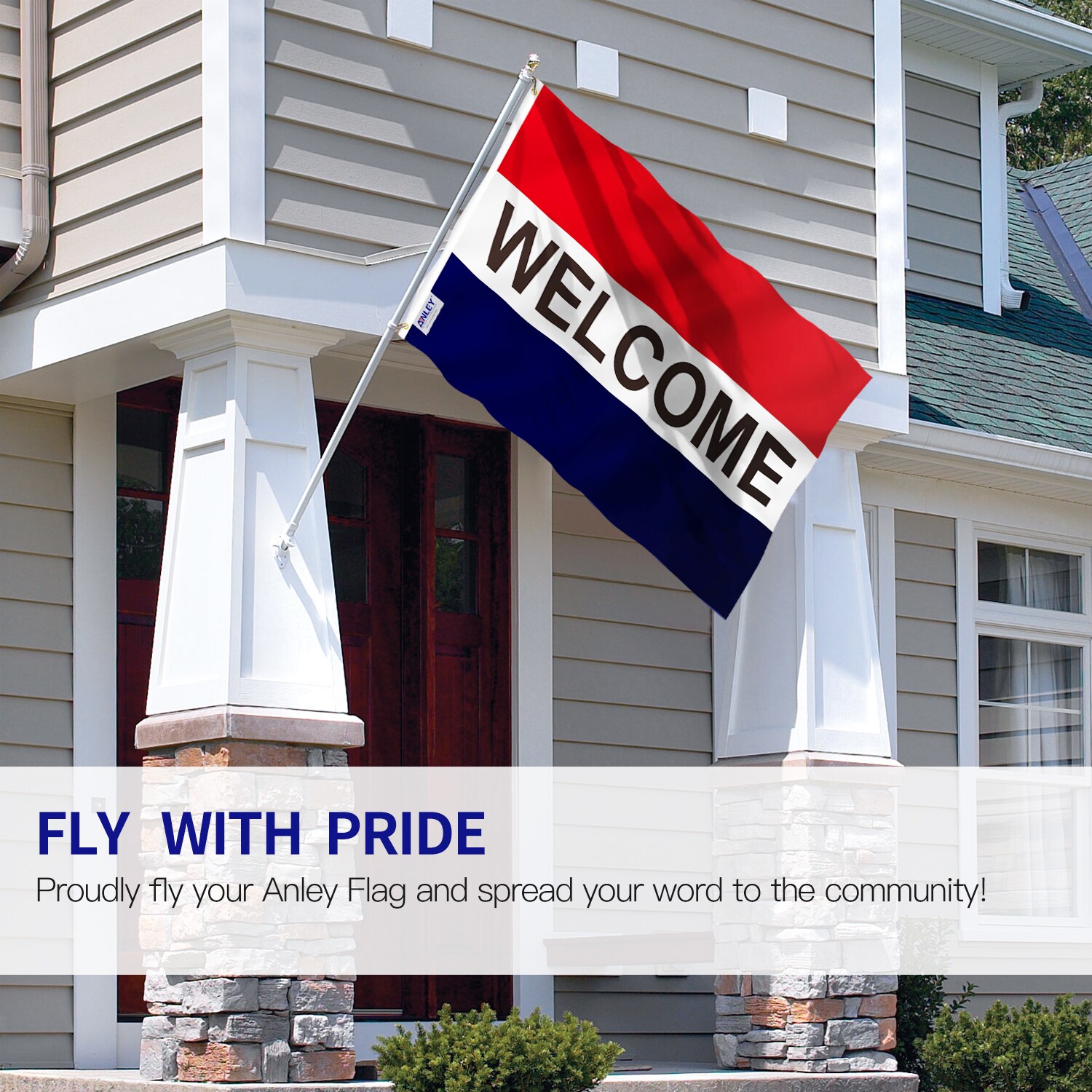 3x5 Feet Red White Blue Polyester Welcome Flag with Grommets