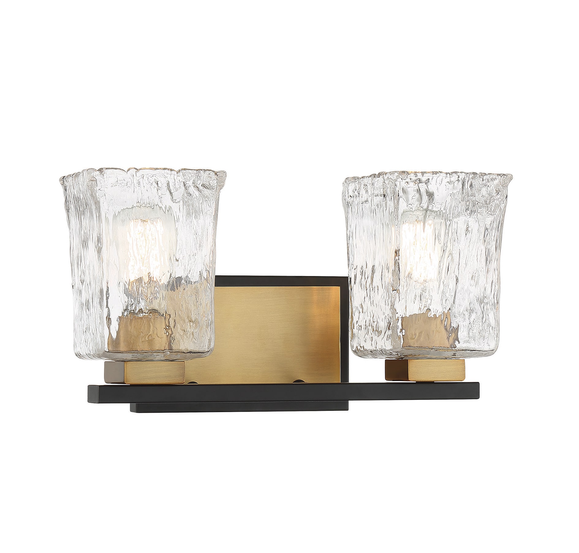 Matte Black and Brass 2-Light Bathroom Vanity Fixture