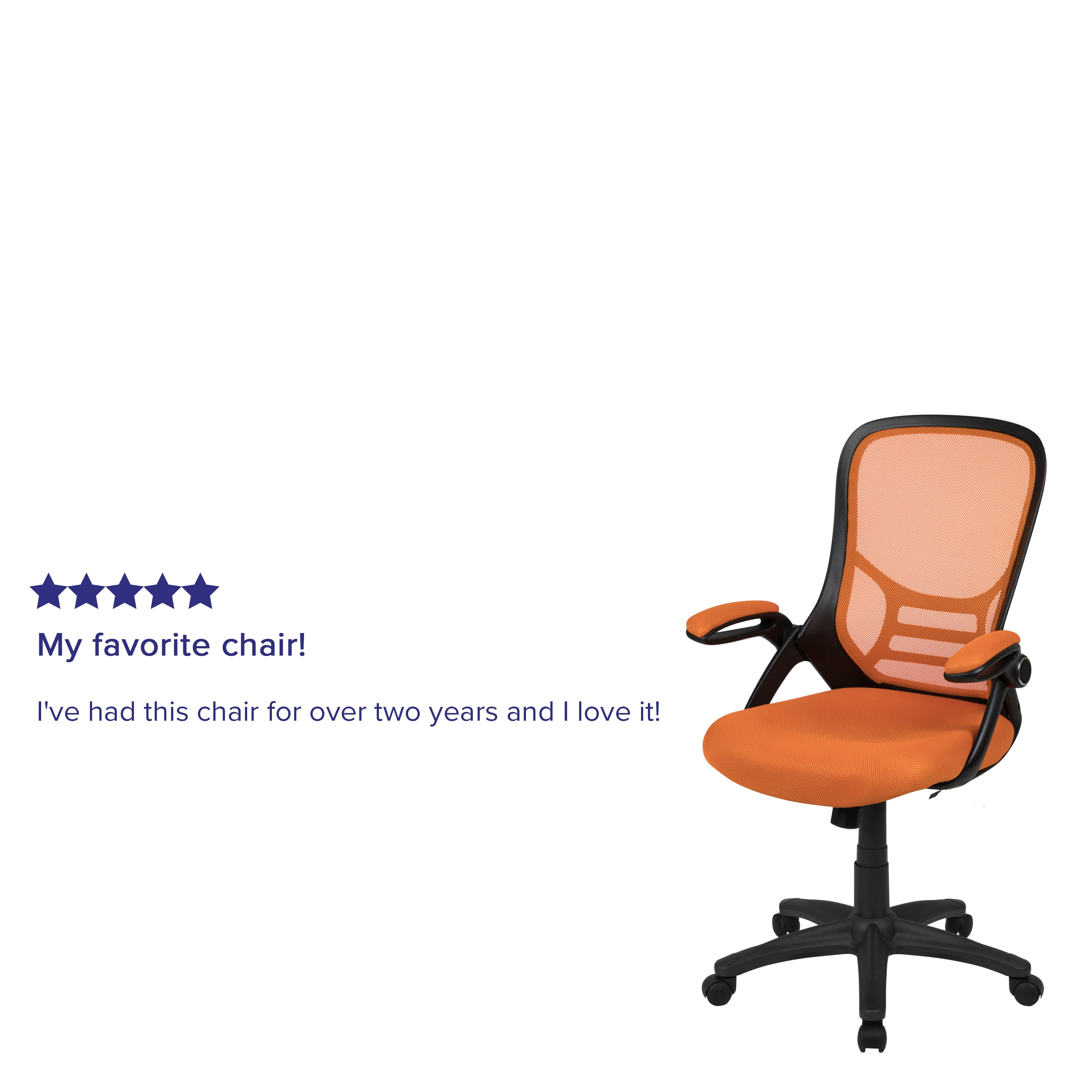 High Back Orange Mesh Ergonomic Swivel Office Chair with Adjustable Arms