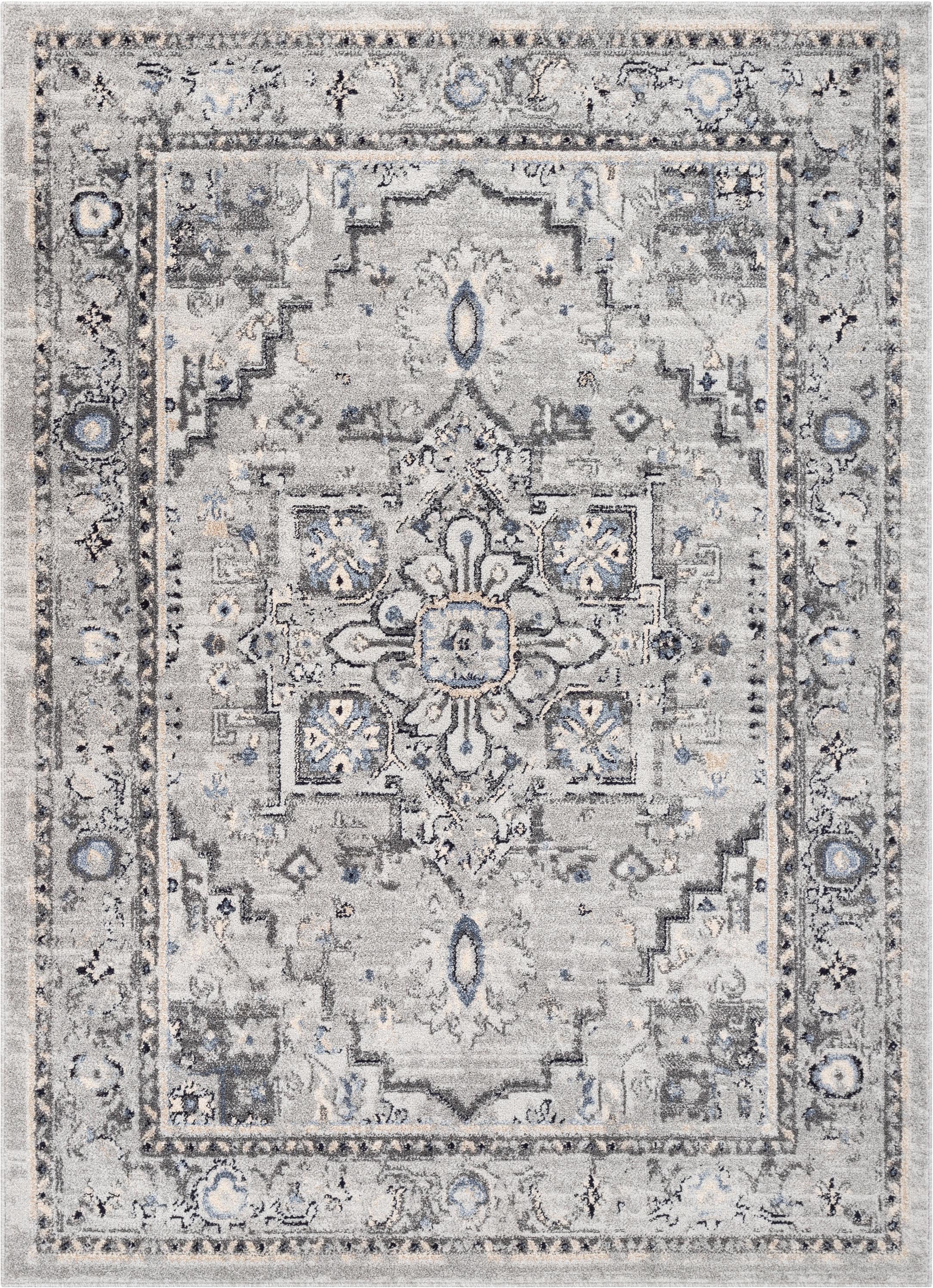 Well Woven Topkapi 5 X 7 Grey Blue Indoor Medallion Persian Area Rug ...