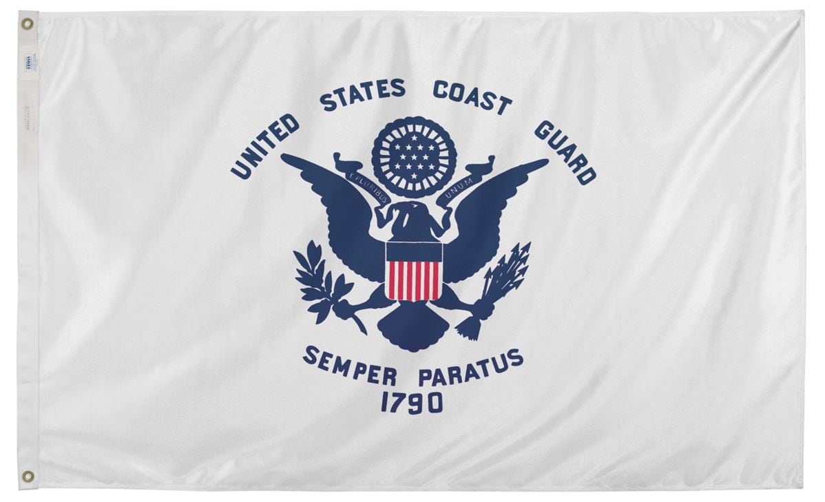 Valley Forge Flag USCG3-L 5.23-ft W x 2.92-ft H Military Coast Guard Flag