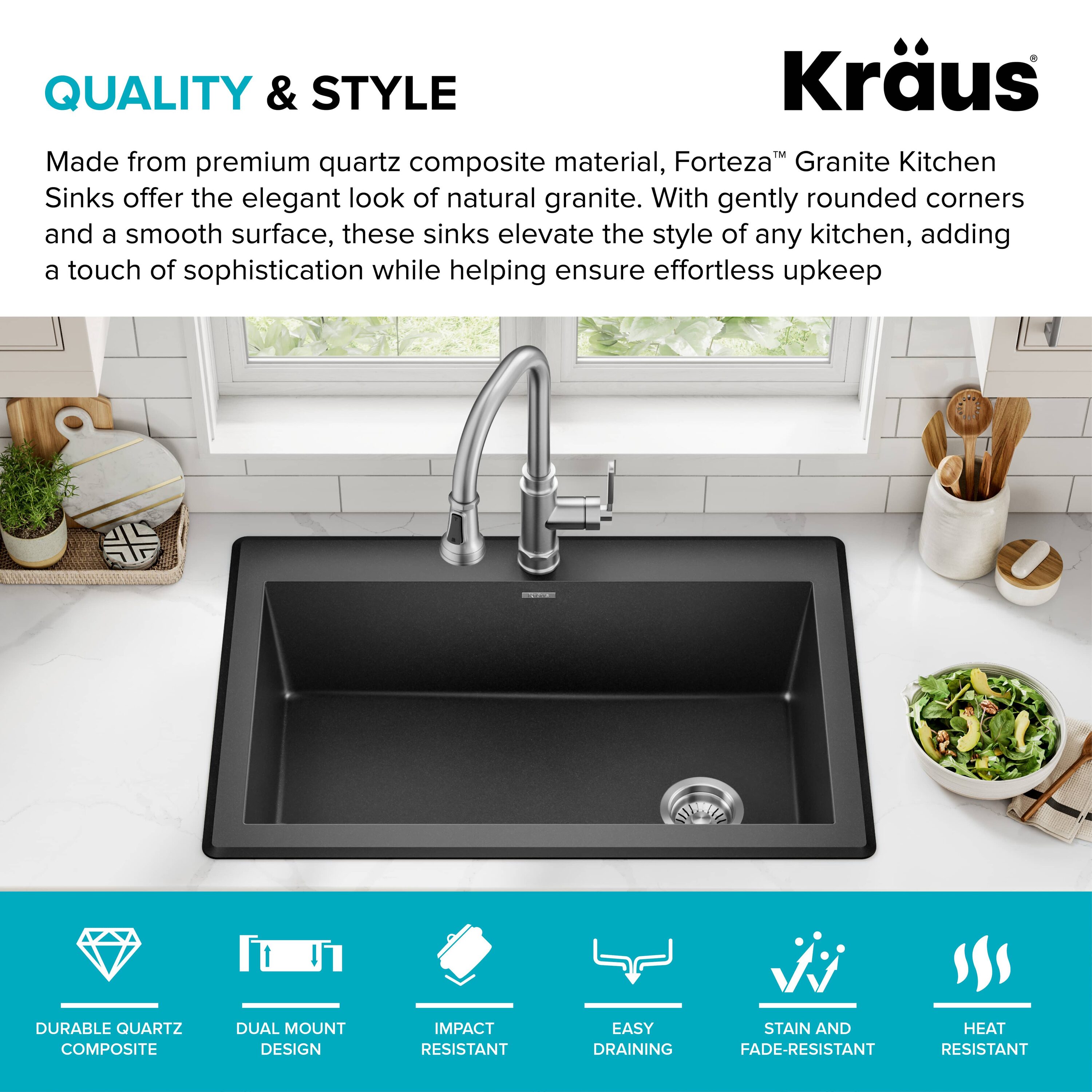Kraus KGD-54BLACK Kitchen-Sinks - View #4
